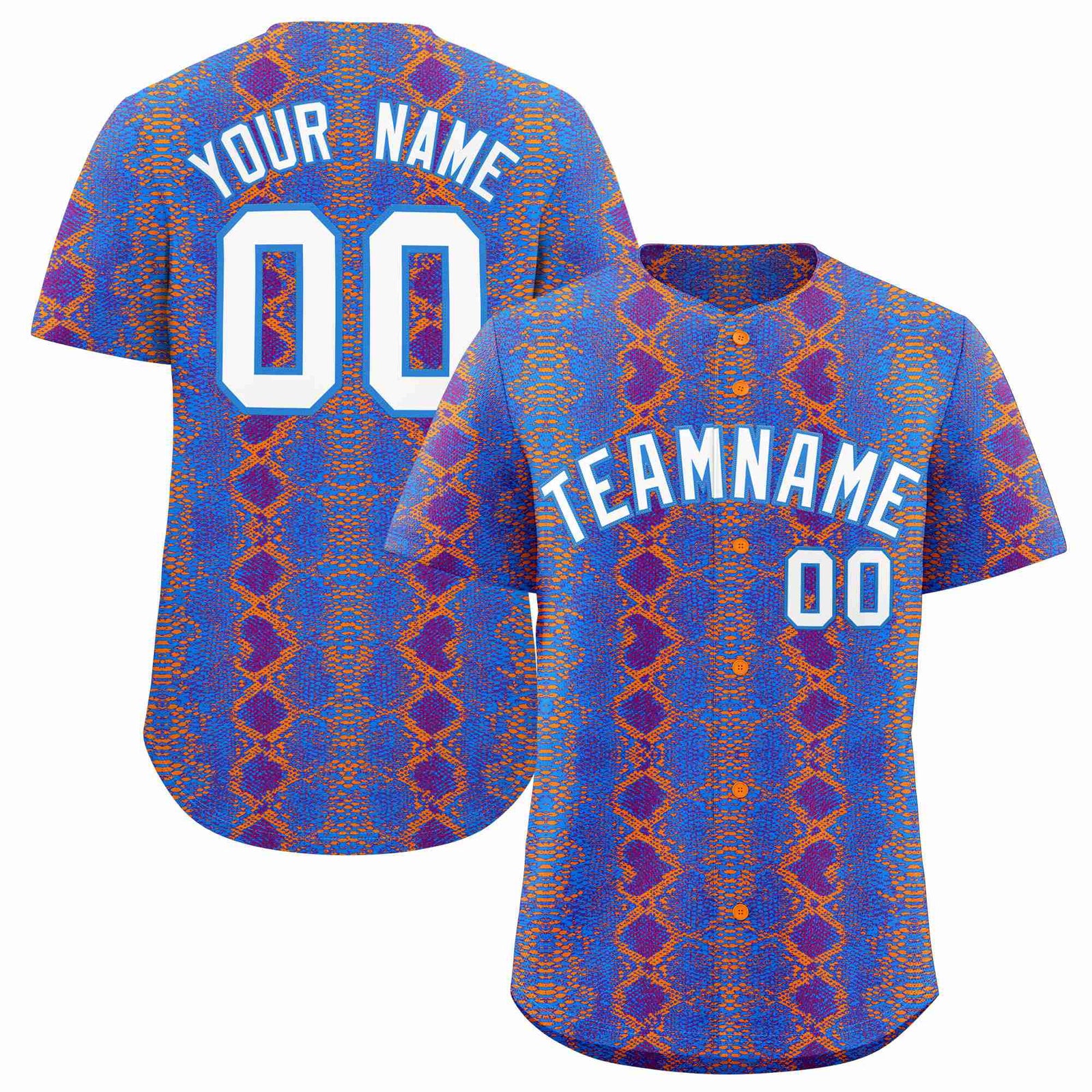 Custom Multi Color Snakeskin Pattern Authentic Baseball Jersey