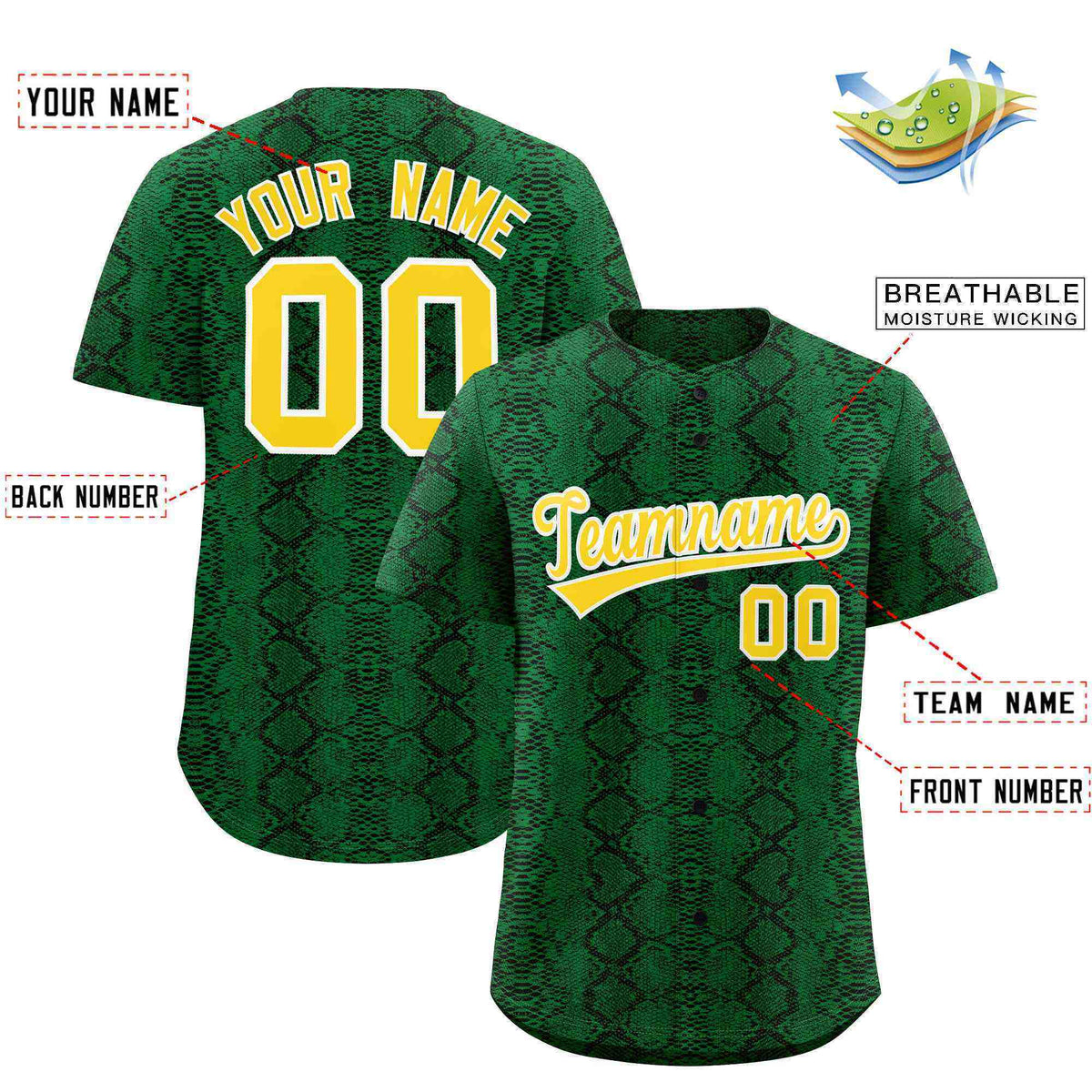 Custom Multi Color Snakeskin Pattern Authentic Baseball Jersey