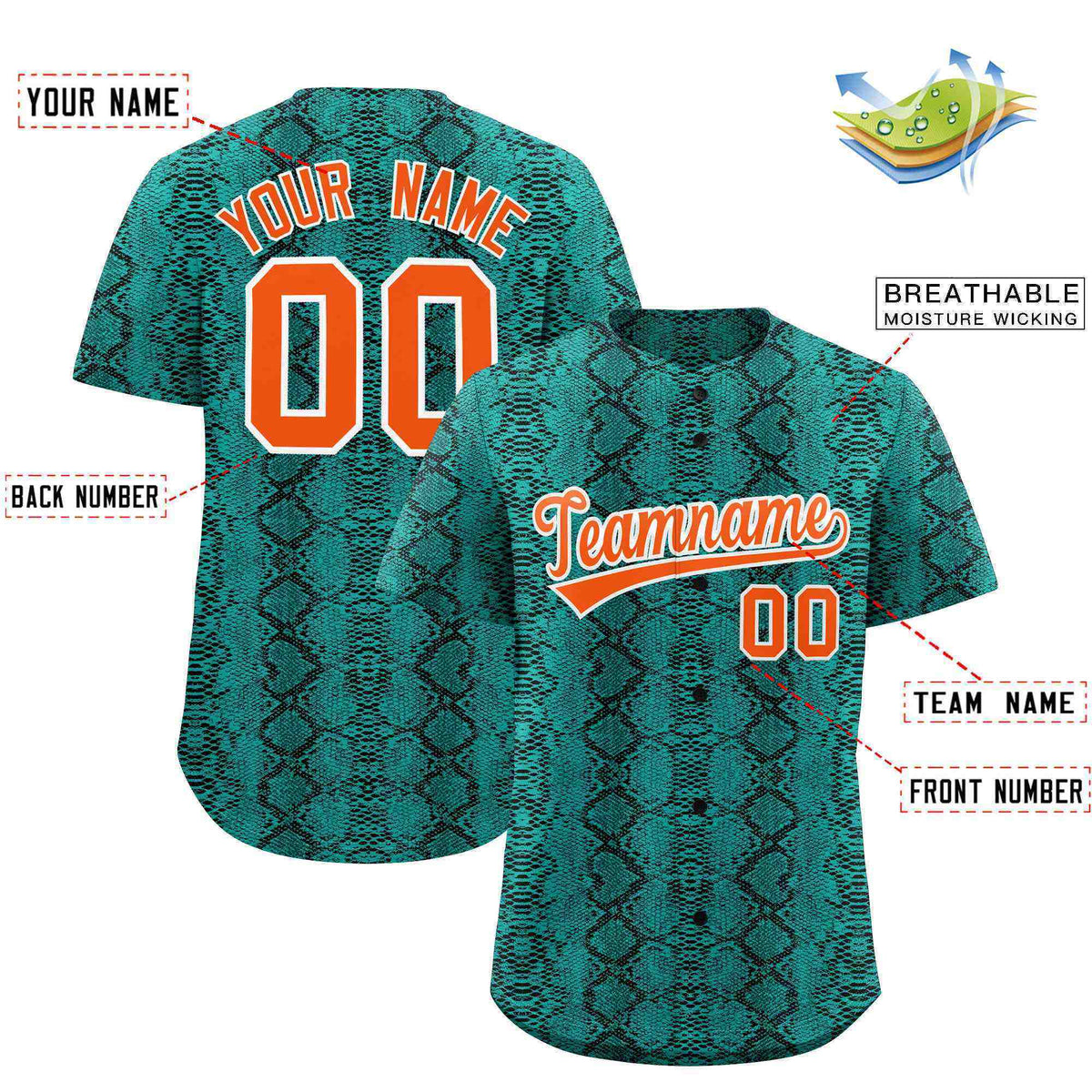 Custom Multi Color Snakeskin Pattern Authentic Baseball Jersey
