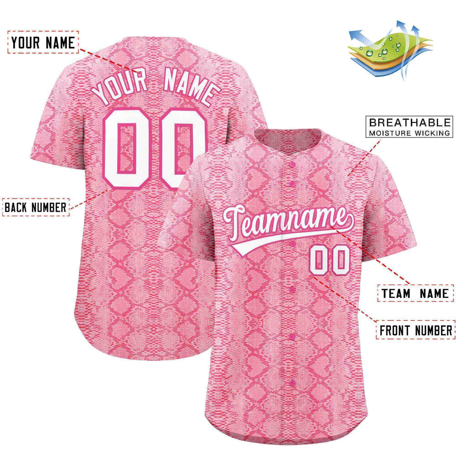 Custom Multi Color Snakeskin Pattern Authentic Baseball Jersey