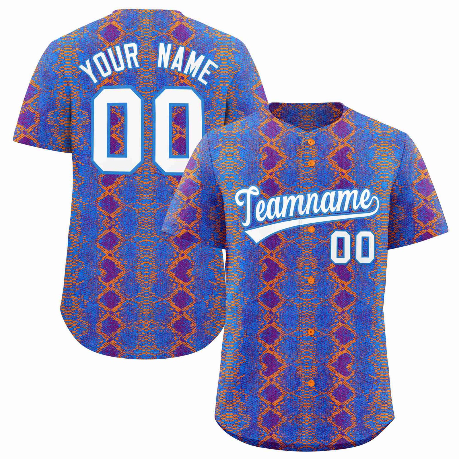 Custom Multi Color Snakeskin Pattern Authentic Baseball Jersey