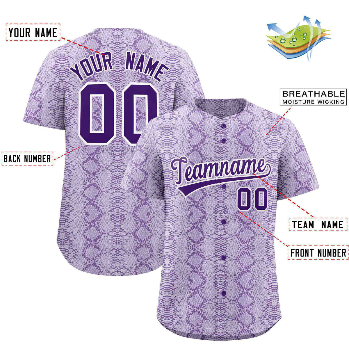 Custom Multi Color Snakeskin Pattern Authentic Baseball Jersey