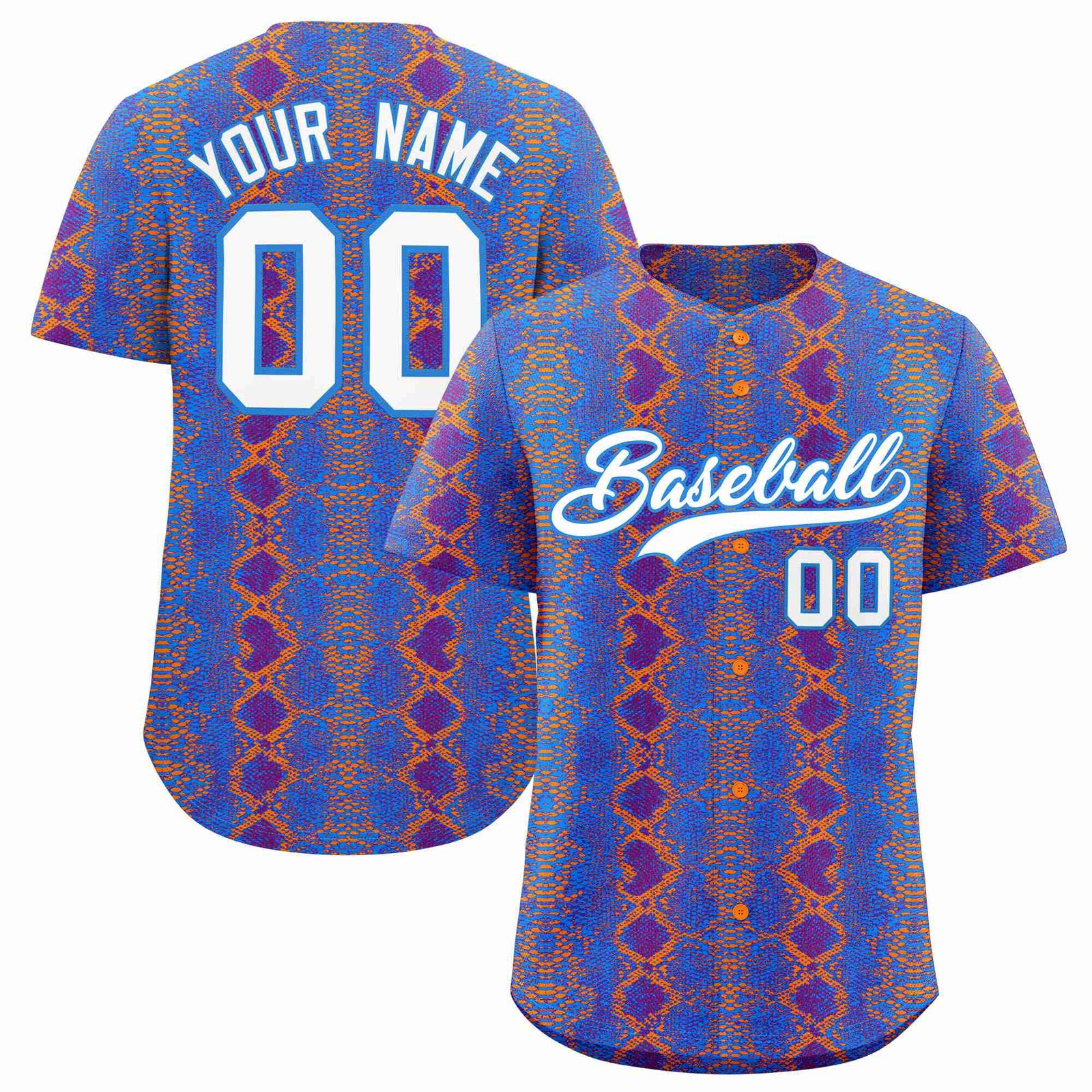 Custom Multi Color Snakeskin Pattern Authentic Baseball Jersey