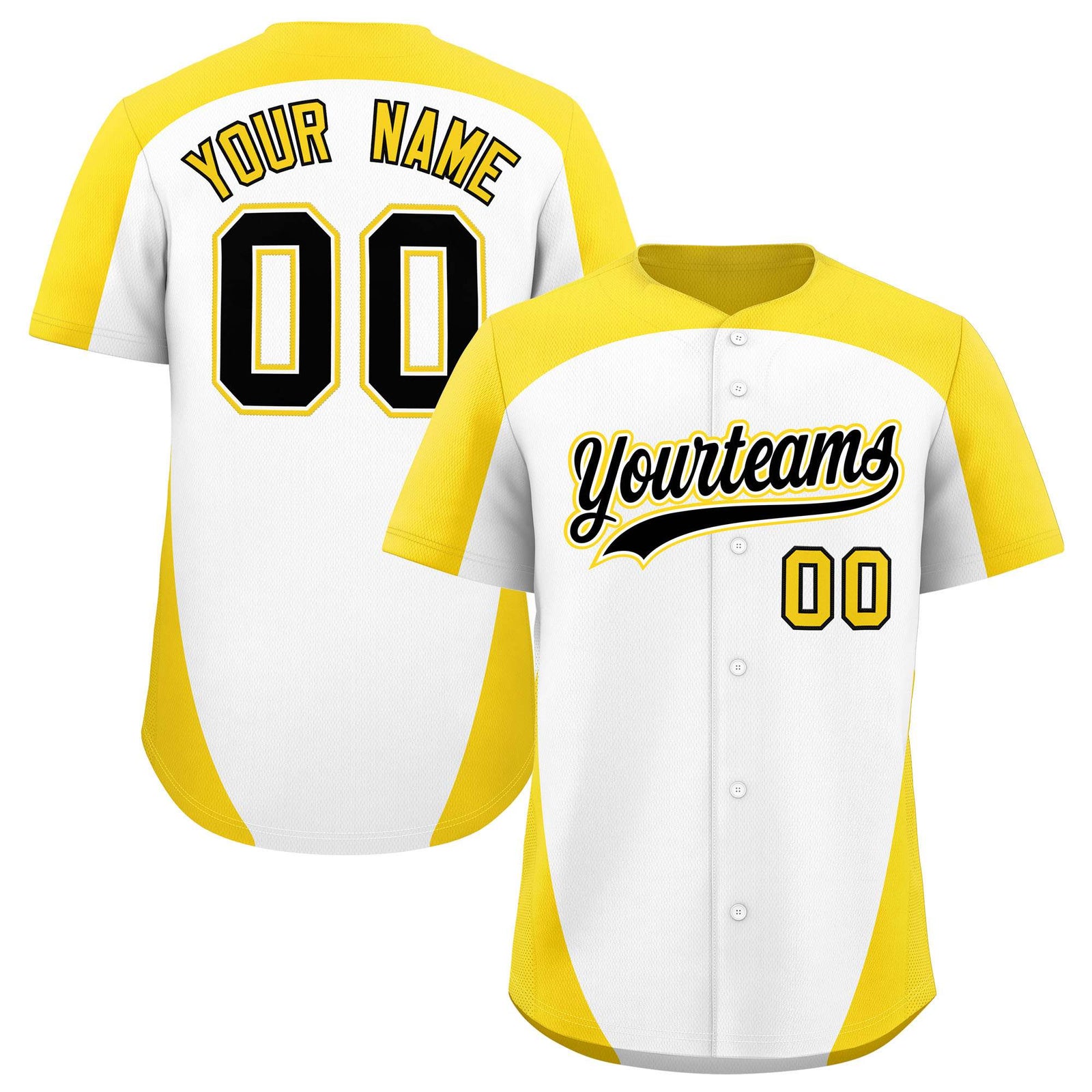 Custom White Gold Personalized Edge Color Block Authentic Baseball Jersey