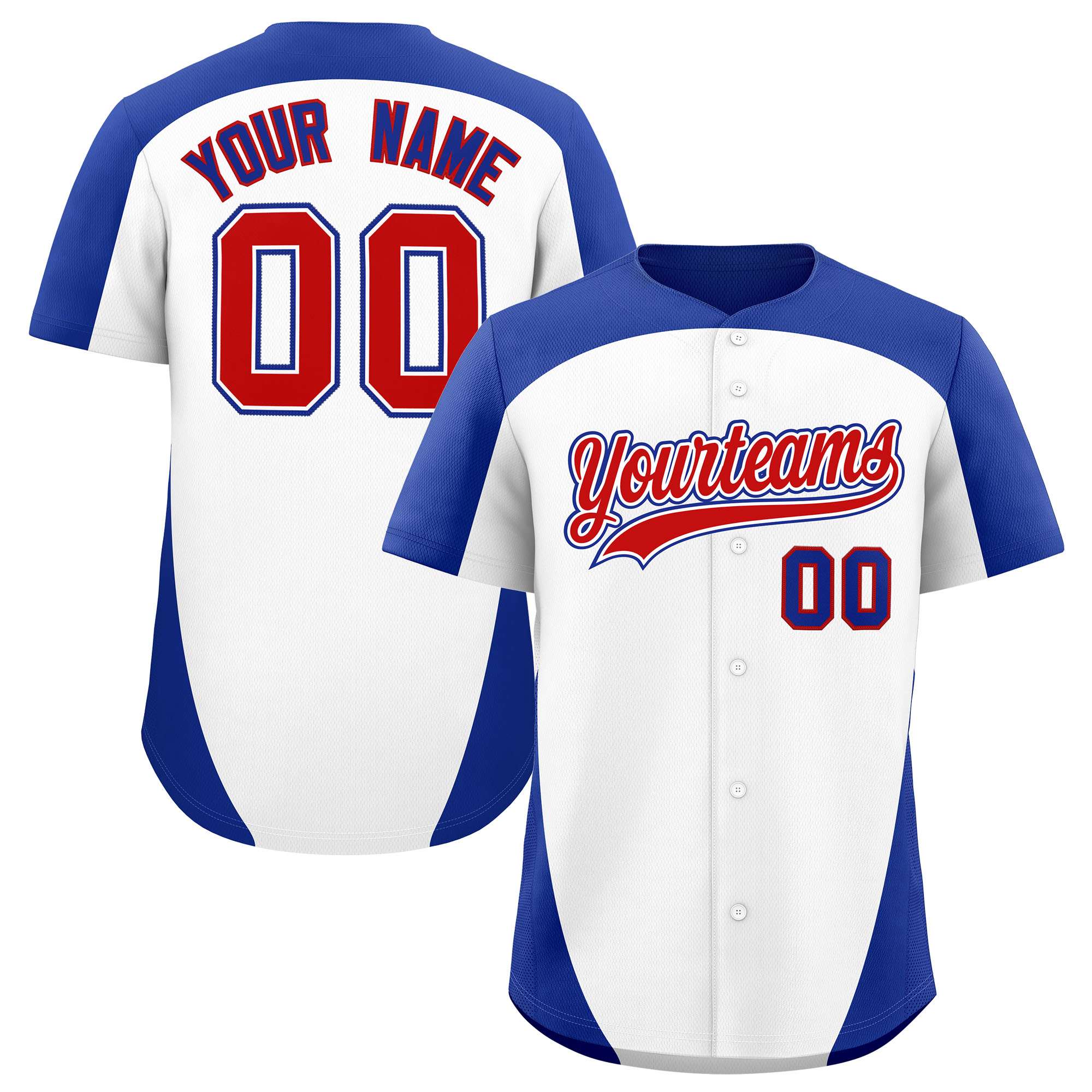 Custom White Royal Personalized Edge Color Block Authentic Baseball Jersey