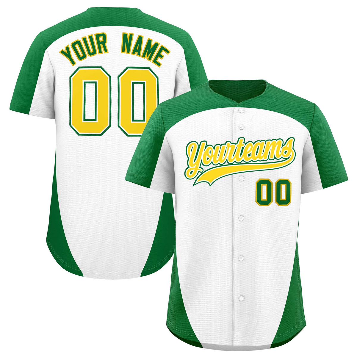 Custom White Kelly Green Personalized Edge Color Block Authentic Baseball Jersey