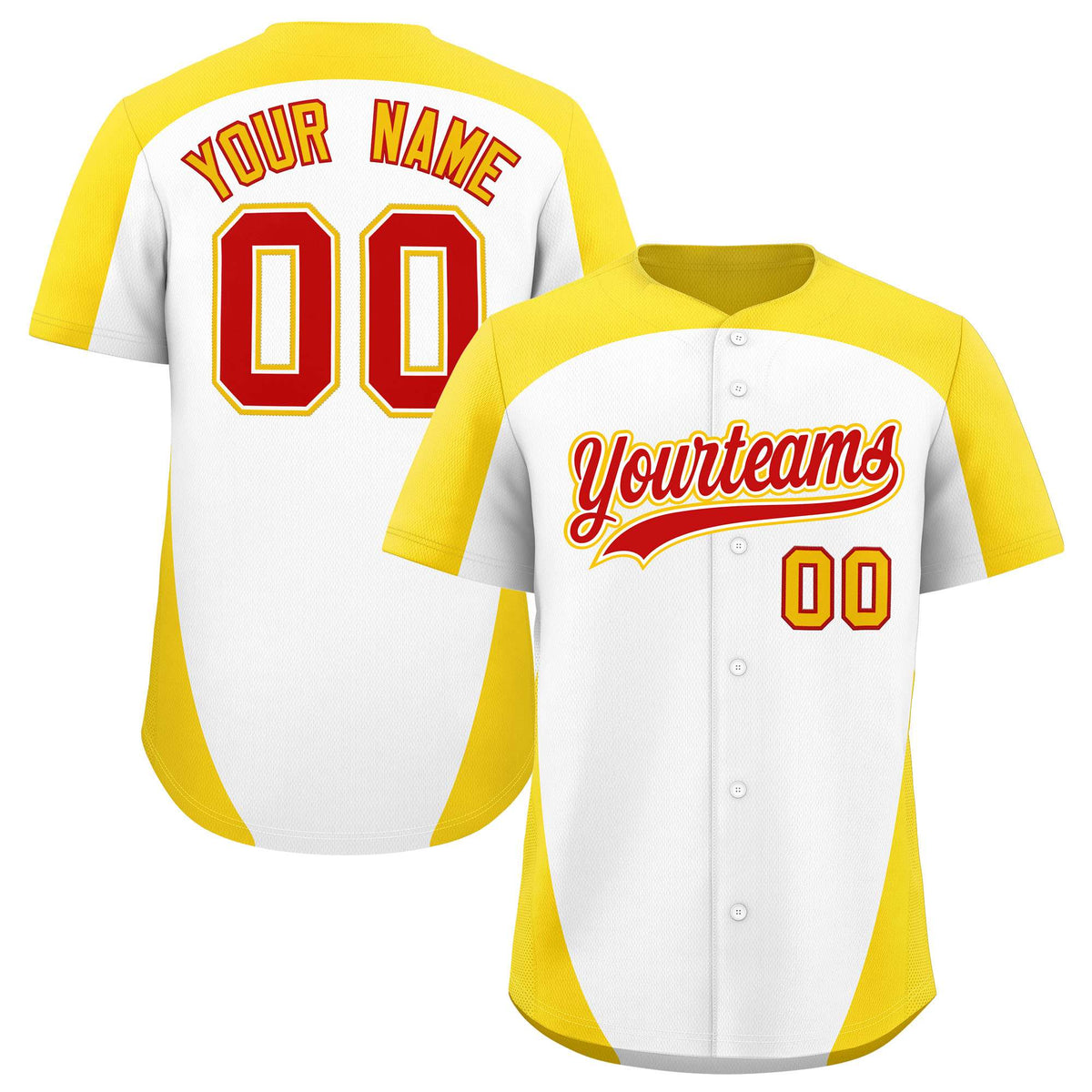 Custom White Gold Personalized Edge Color Block Authentic Baseball Jersey