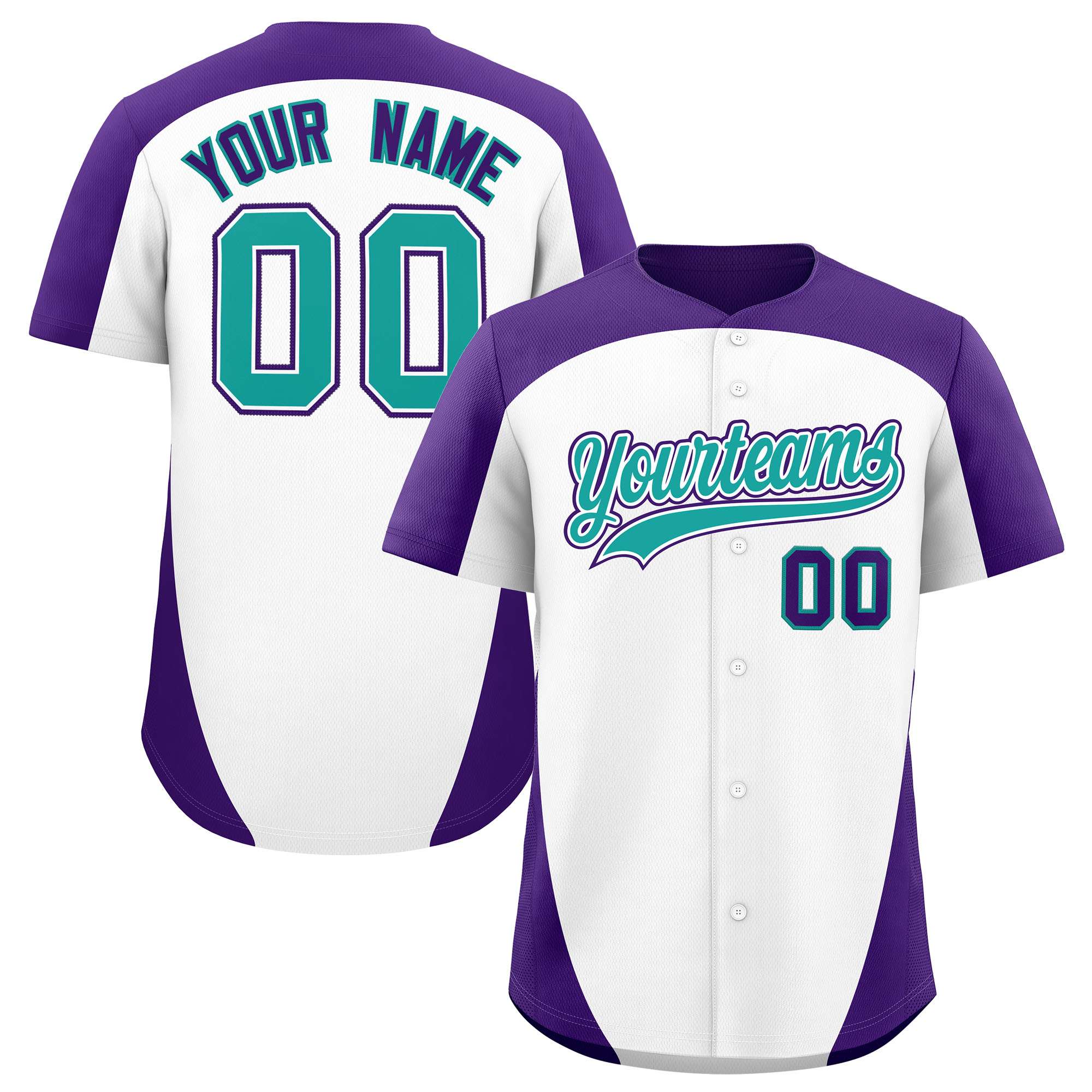 Custom White Purple Personalized Edge Color Block Authentic Baseball Jersey