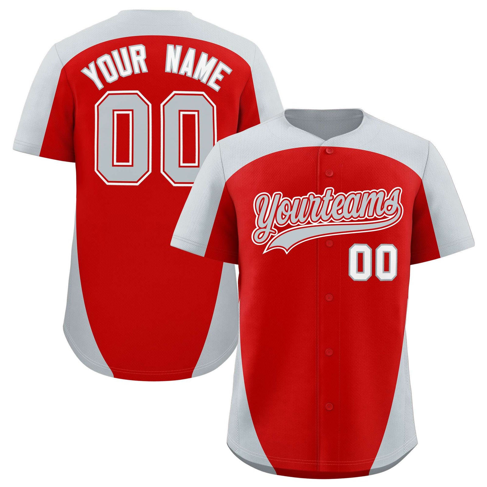 Custom Red Silver Personalized Edge Color Block Authentic Baseball Jersey