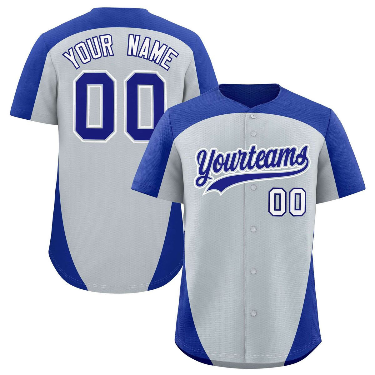 Custom Silver Royal Personalized Edge Color Block Authentic Baseball Jersey
