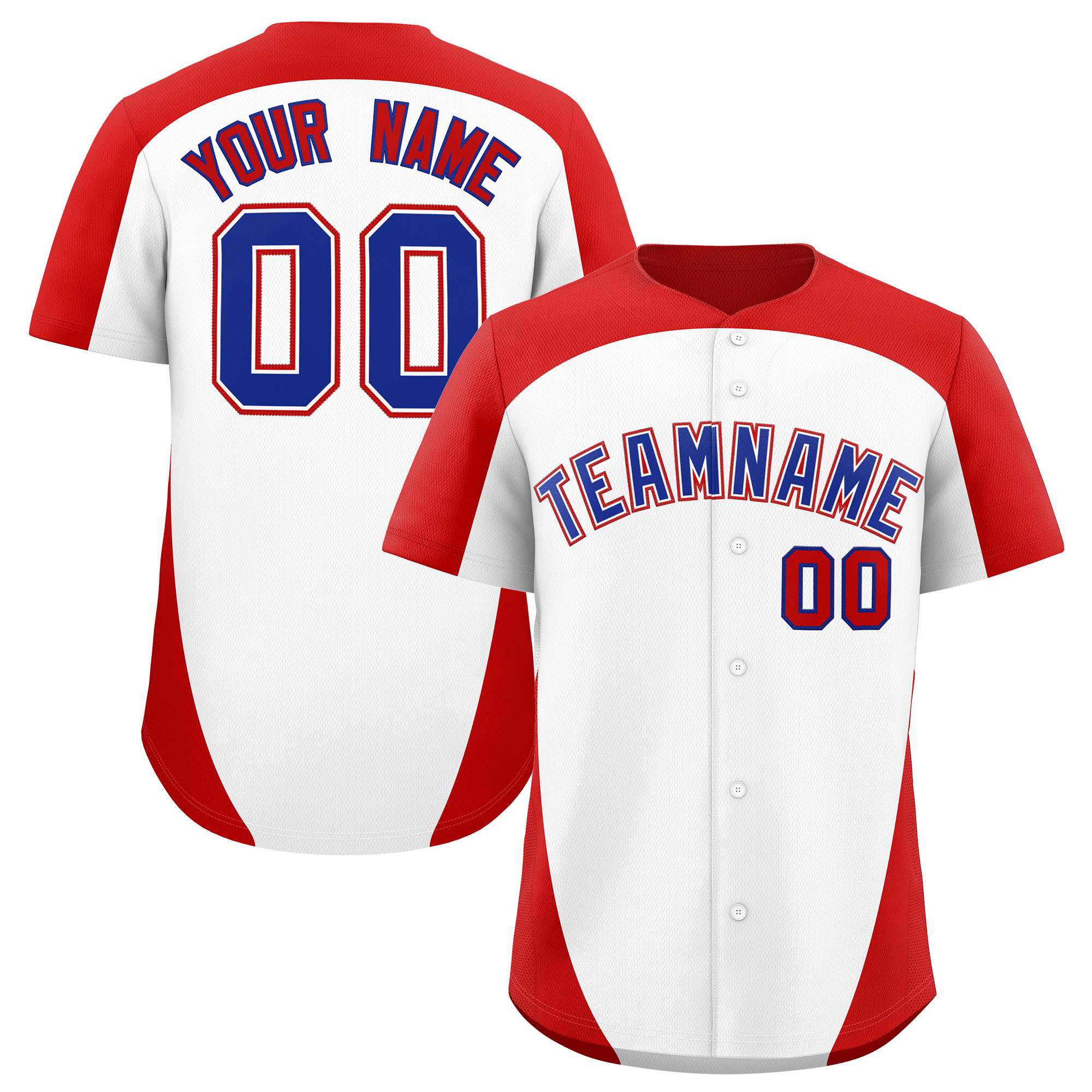 Custom White Red Personalized Edge Color Block Authentic Baseball Jersey