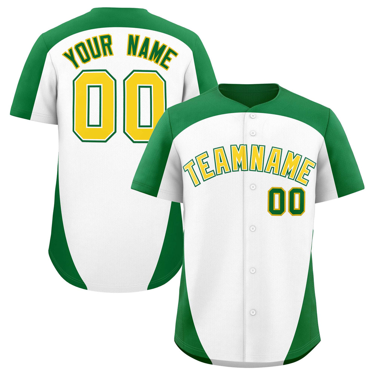 Custom White Kelly Green Personalized Edge Color Block Authentic Baseball Jersey