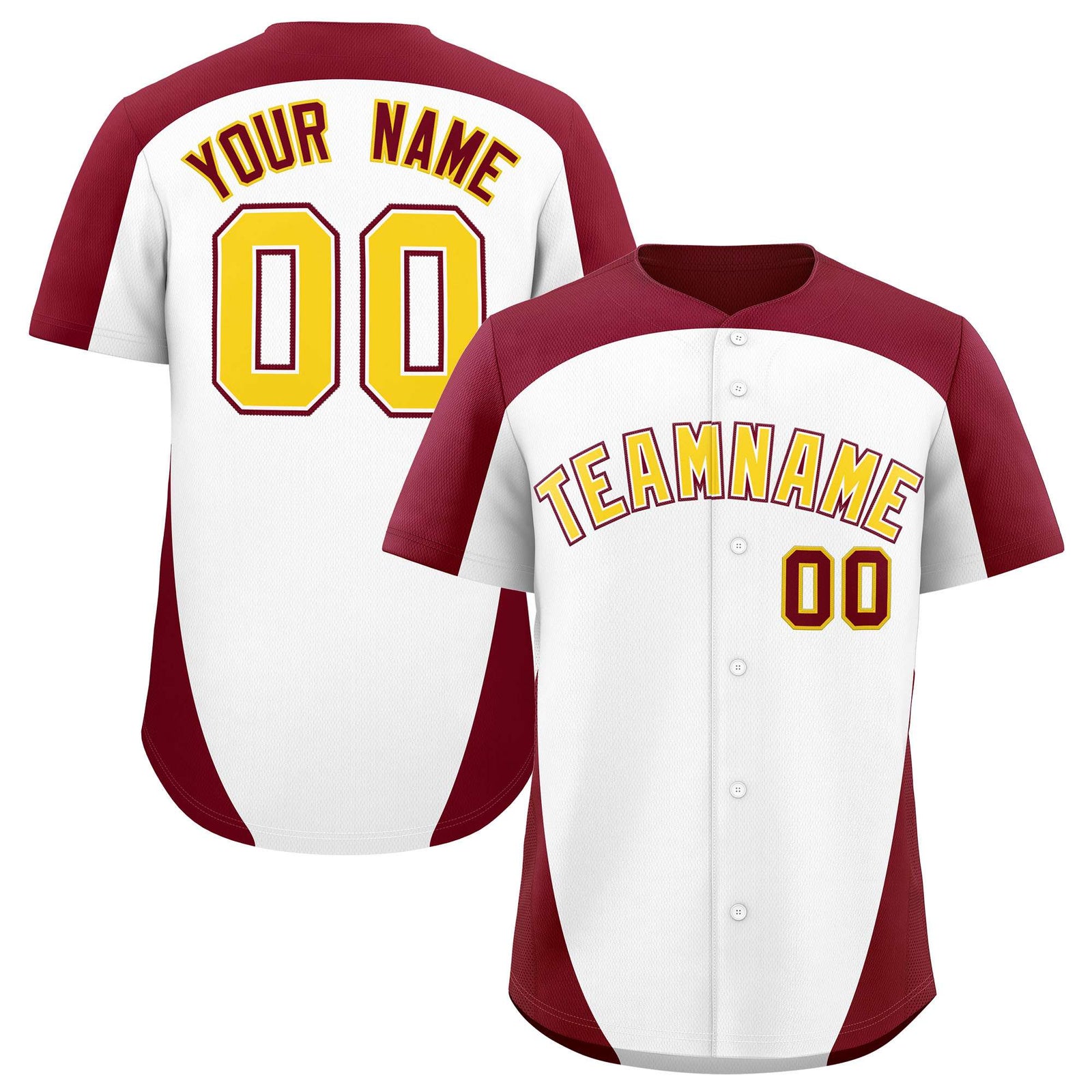 Custom White Crimson Personalized Edge Color Block Authentic Baseball Jersey