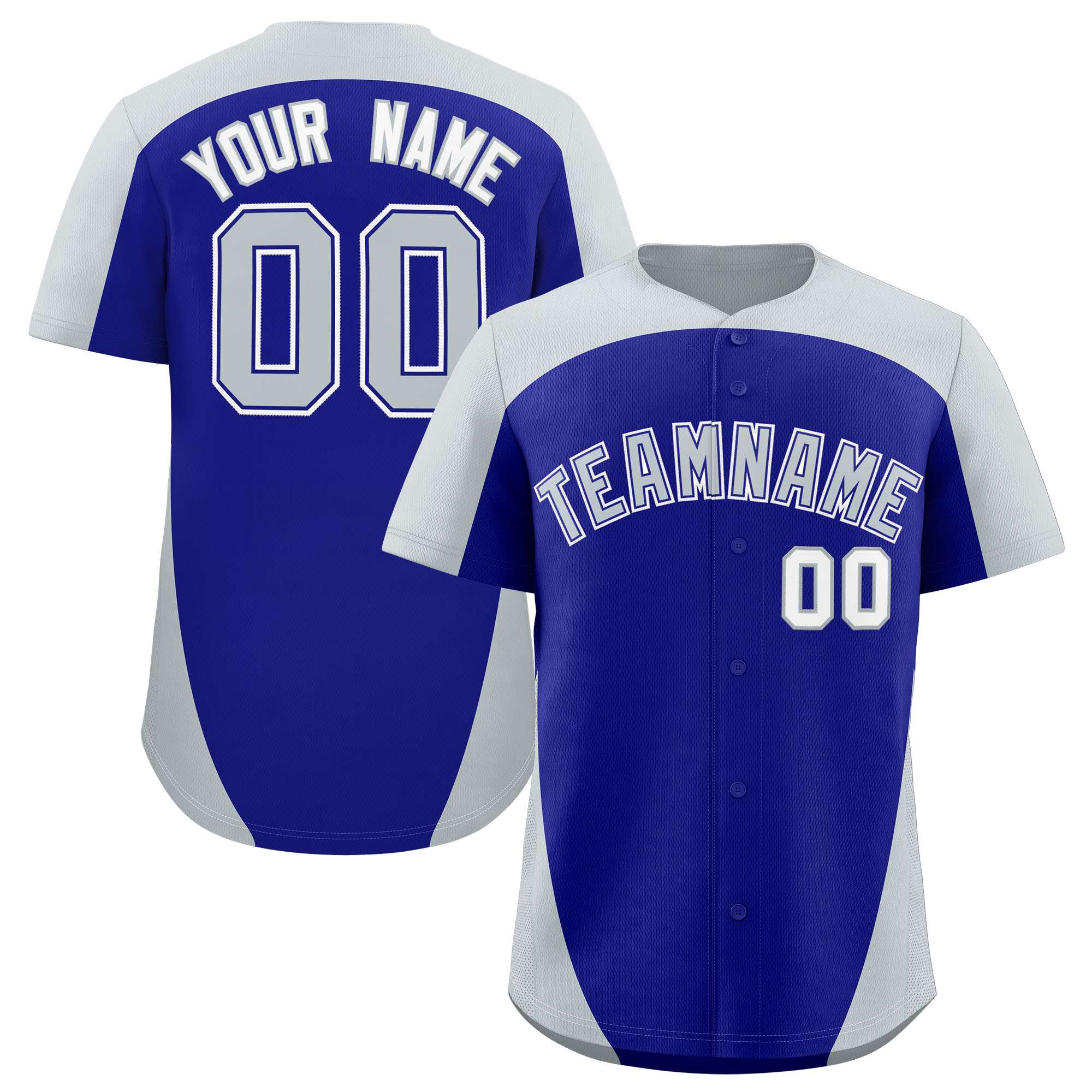 Custom Royal Silver Personalized Edge Color Block Authentic Baseball Jersey