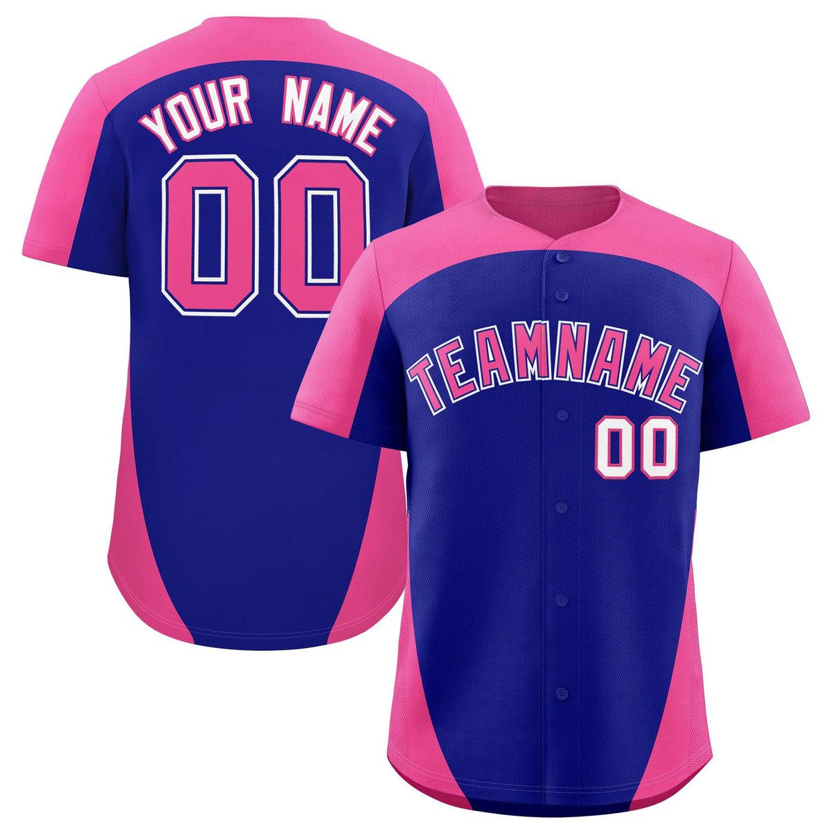 Custom Royal Pink Personalized Edge Color Block Authentic Baseball Jersey