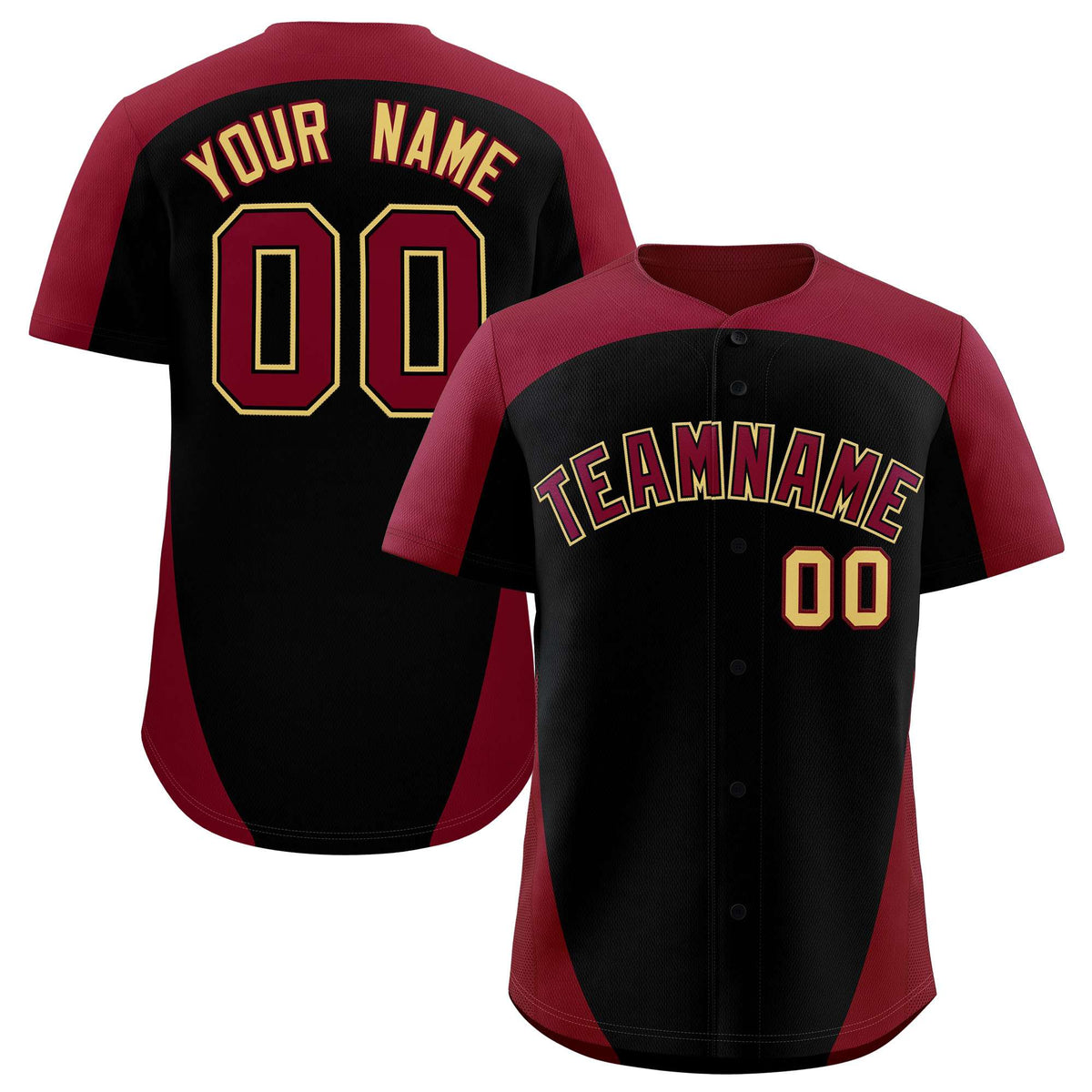 Custom Black Crimson Personalized Edge Color Block Authentic Baseball Jersey