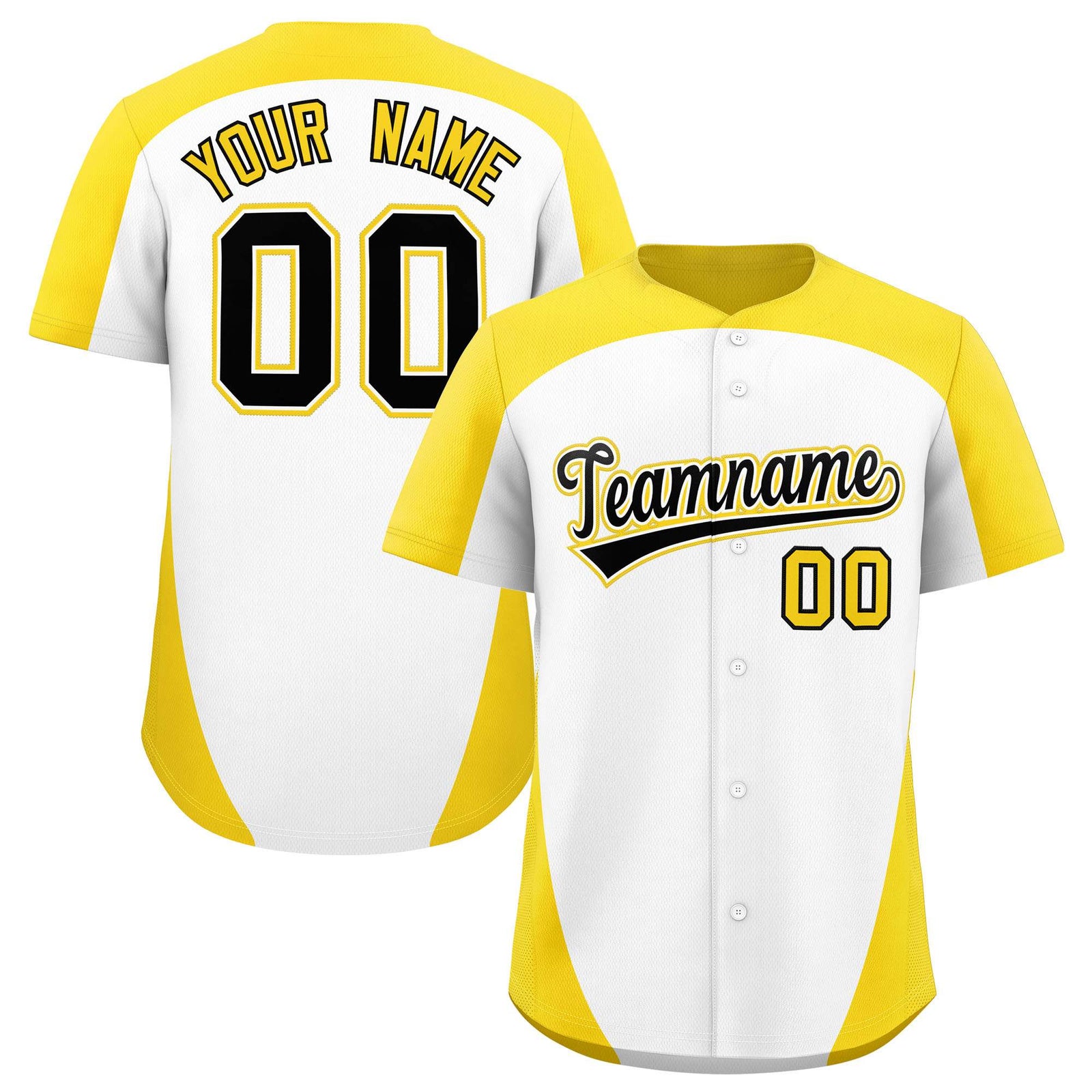 Custom White Gold Personalized Edge Color Block Authentic Baseball Jersey
