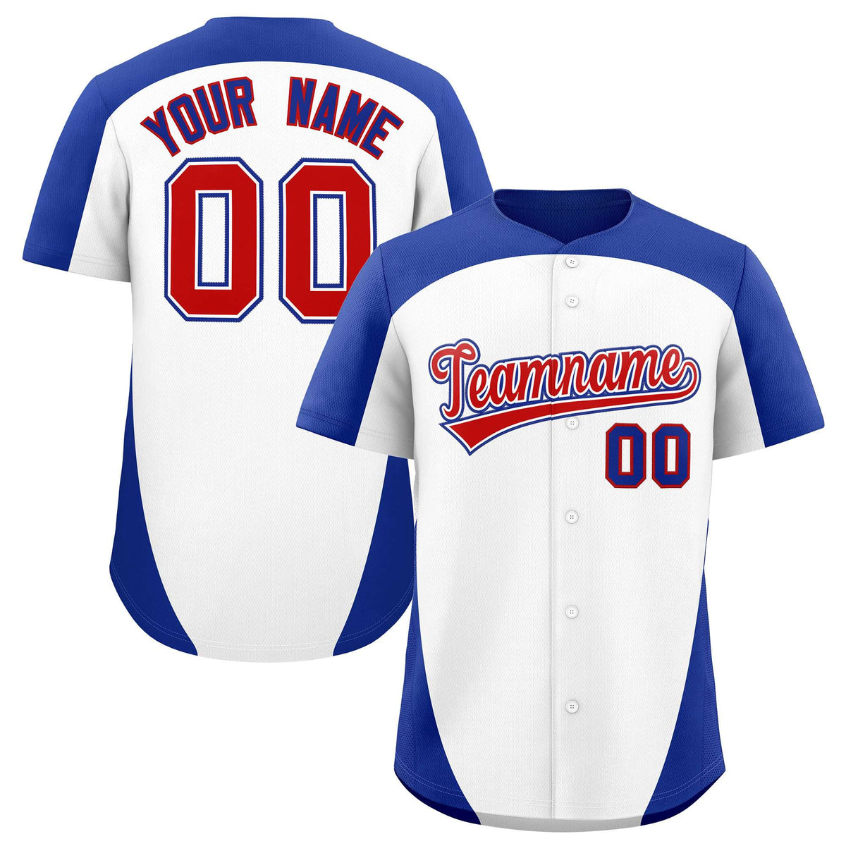 Custom White Royal Personalized Edge Color Block Authentic Baseball Jersey