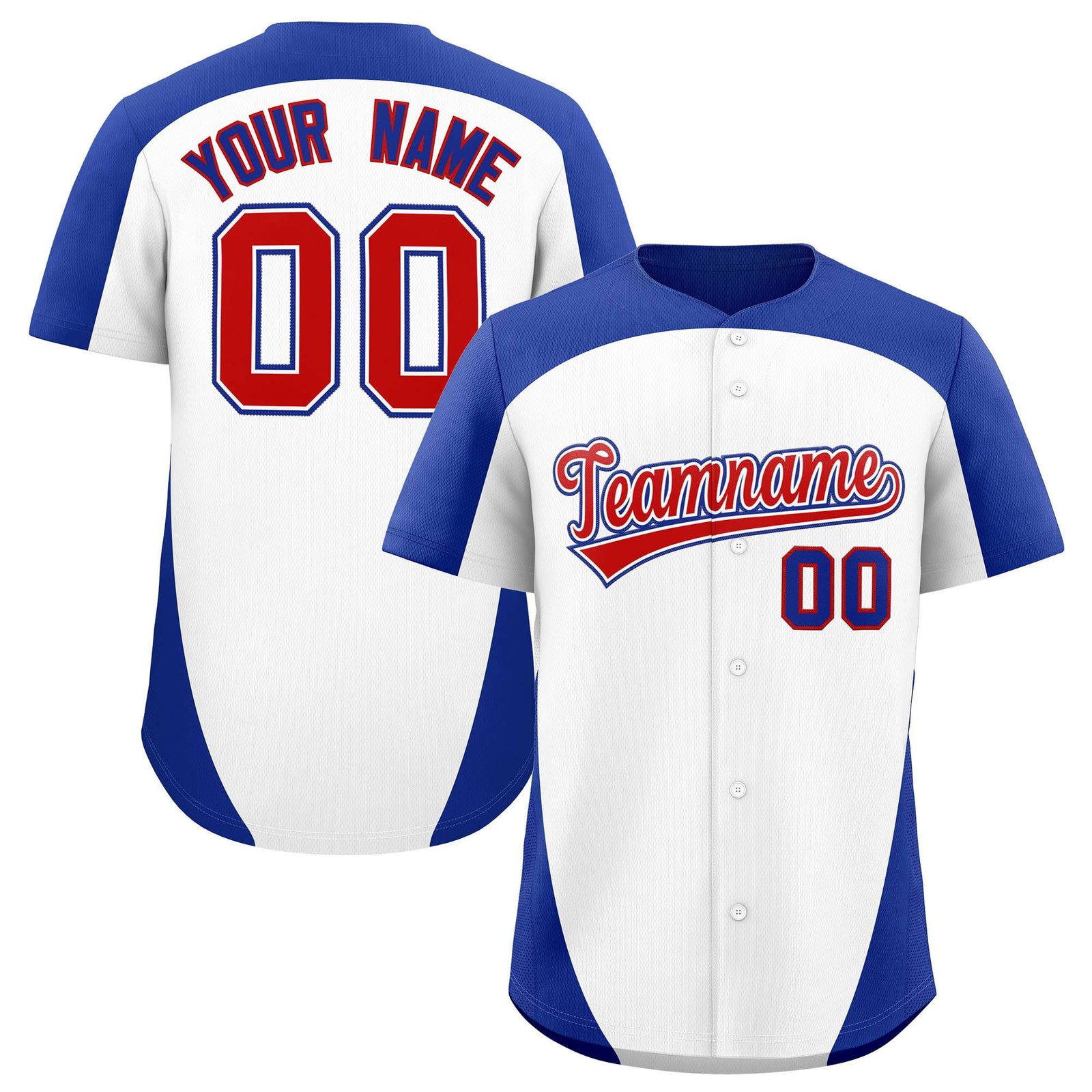 Custom White Royal Personalized Edge Color Block Authentic Baseball Jersey