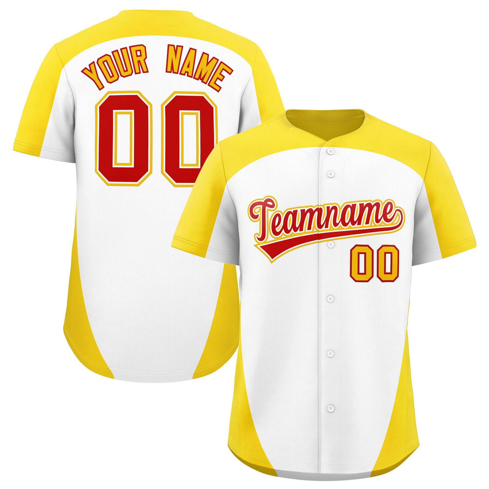 Custom White Gold Personalized Edge Color Block Authentic Baseball Jersey