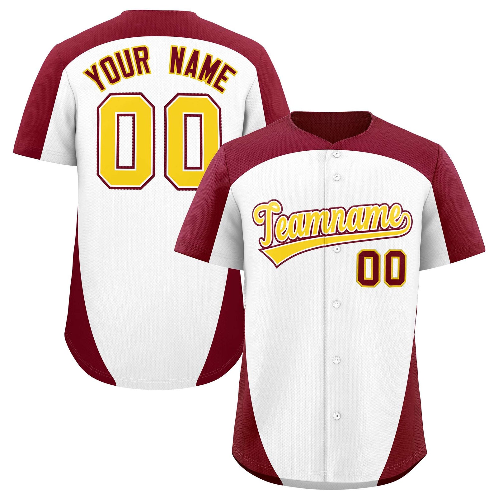 Custom White Crimson Personalized Edge Color Block Authentic Baseball Jersey