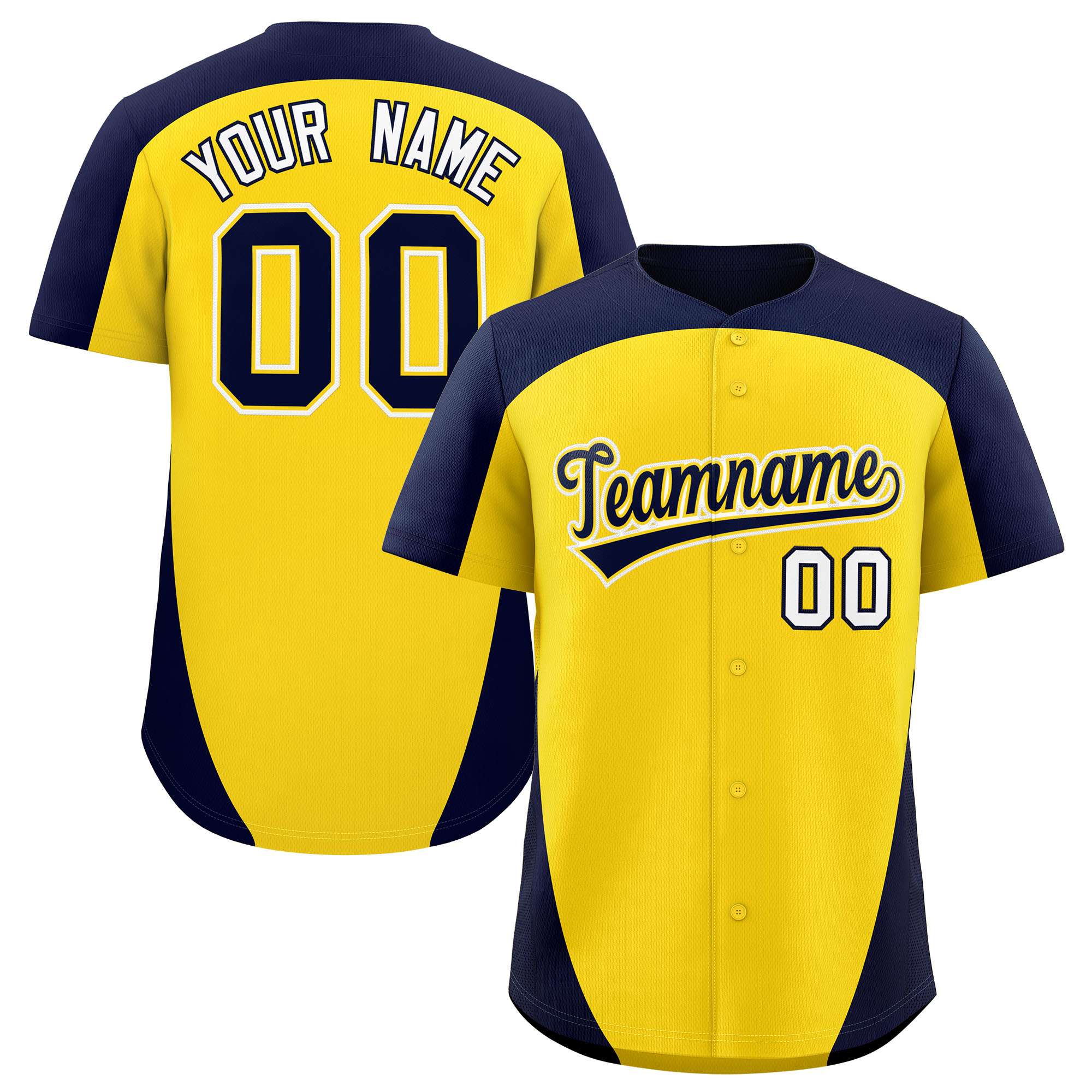 Custom Gold Navy Personalized Edge Color Block Authentic Baseball Jersey