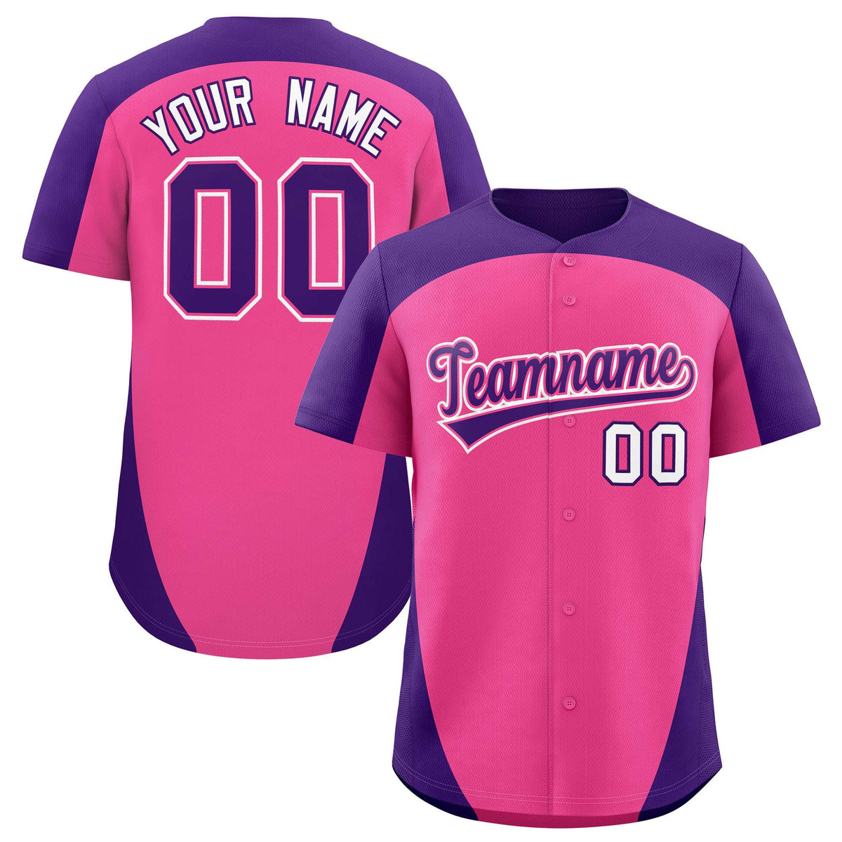 Custom Pink Purple Personalized Edge Color Block Authentic Baseball Jersey