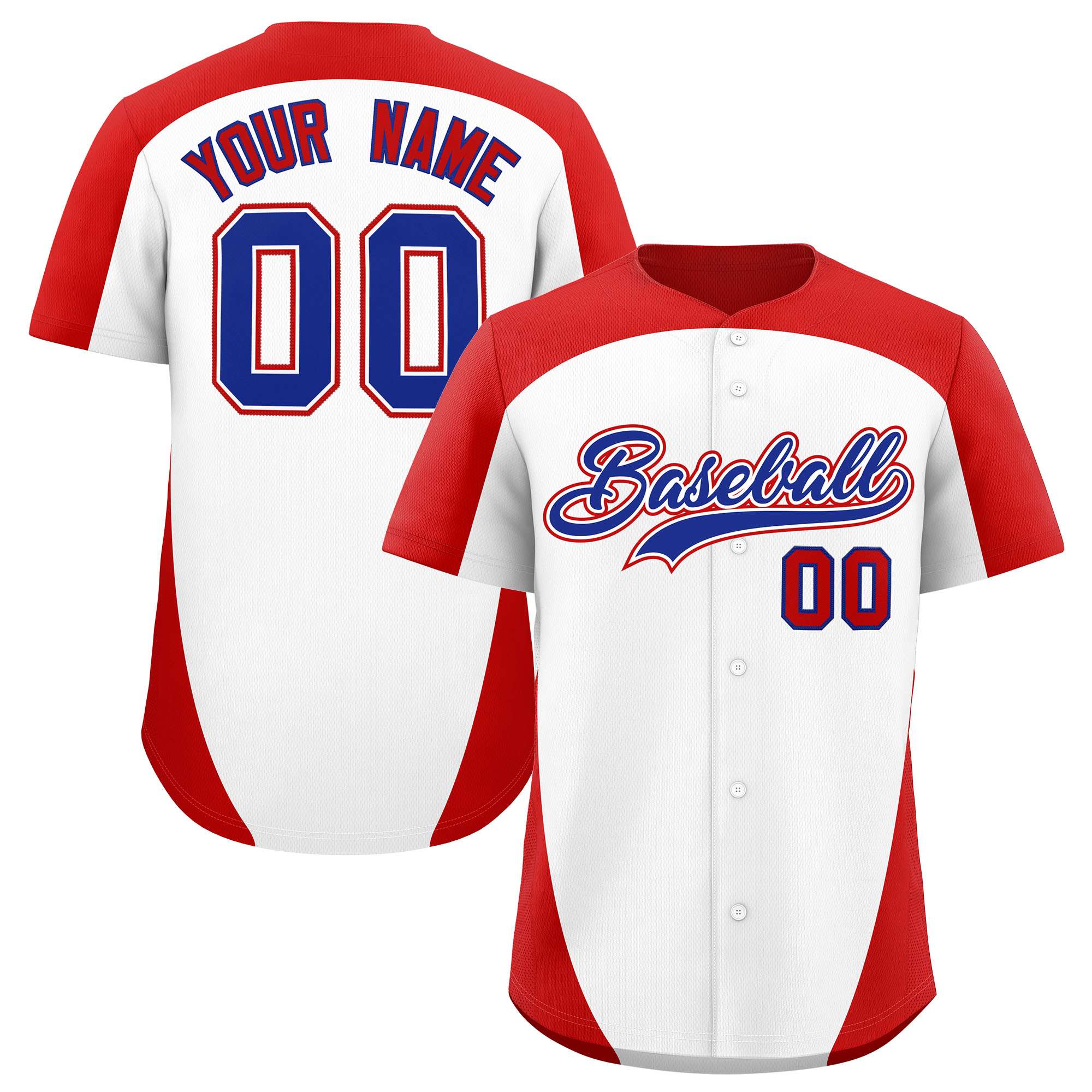 Custom White Red Personalized Edge Color Block Authentic Baseball Jersey