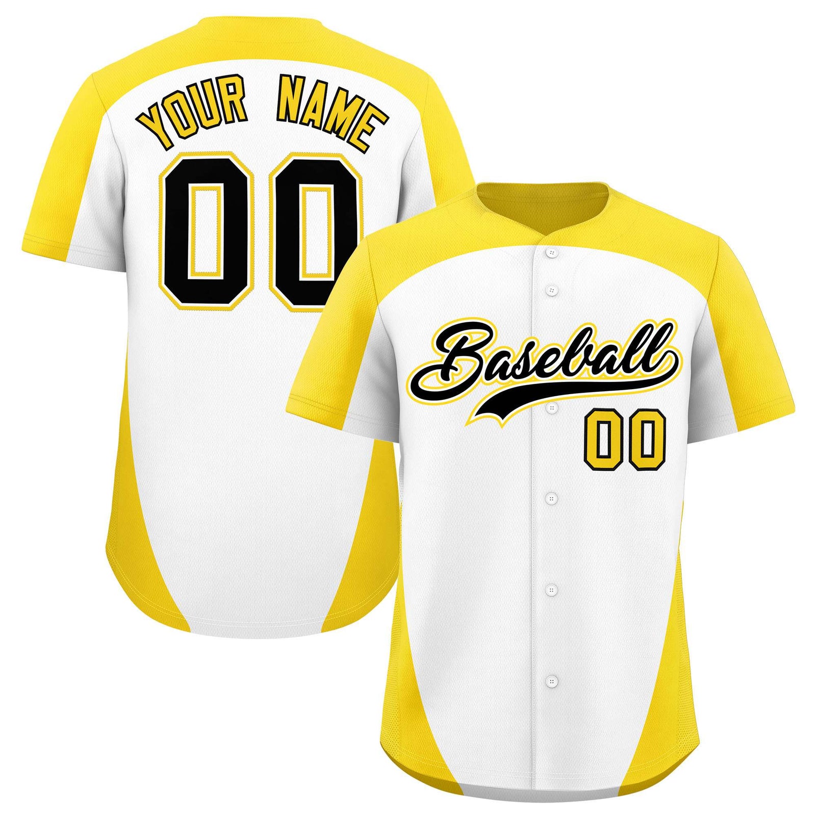 Custom White Gold Personalized Edge Color Block Authentic Baseball Jersey