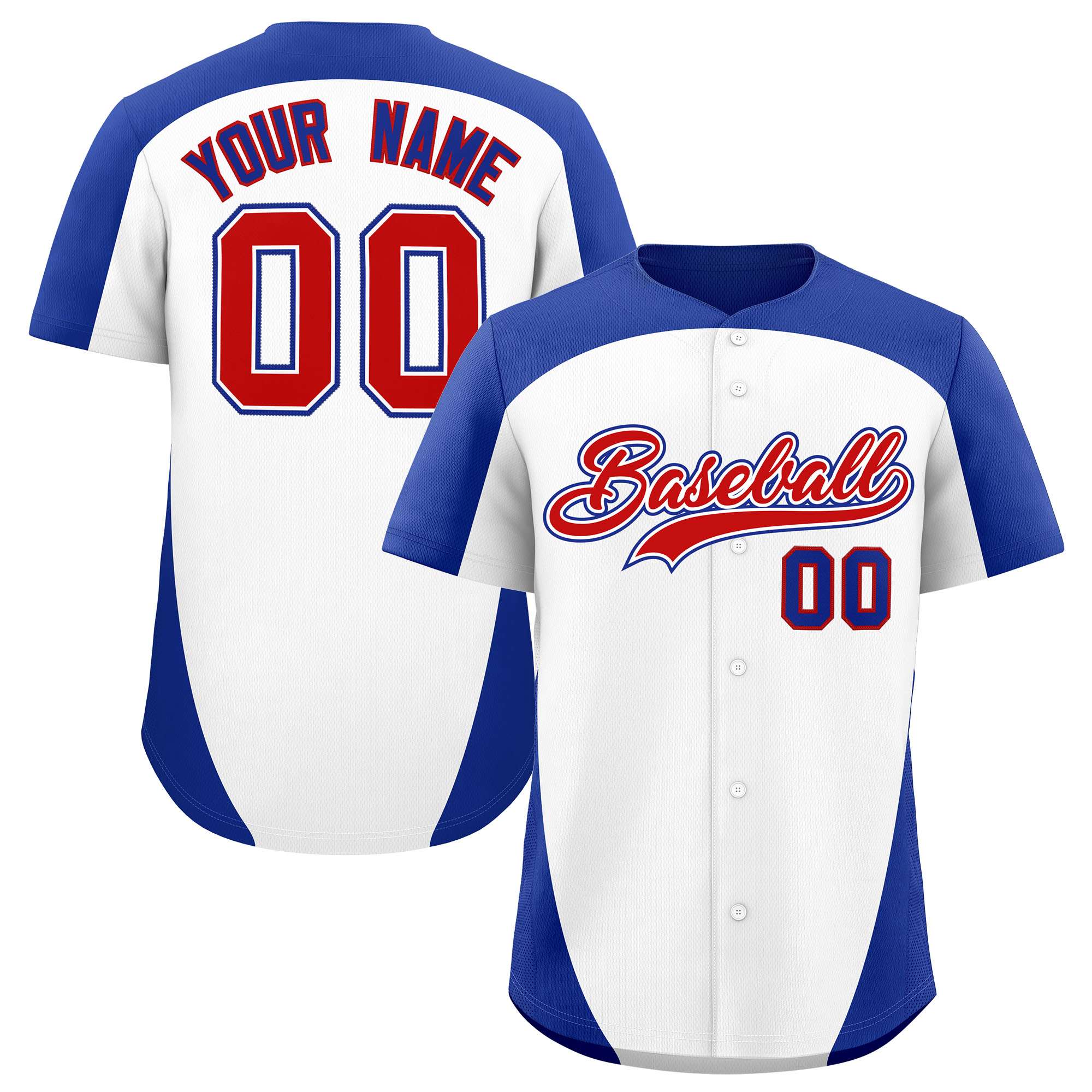 Custom White Royal Personalized Edge Color Block Authentic Baseball Jersey