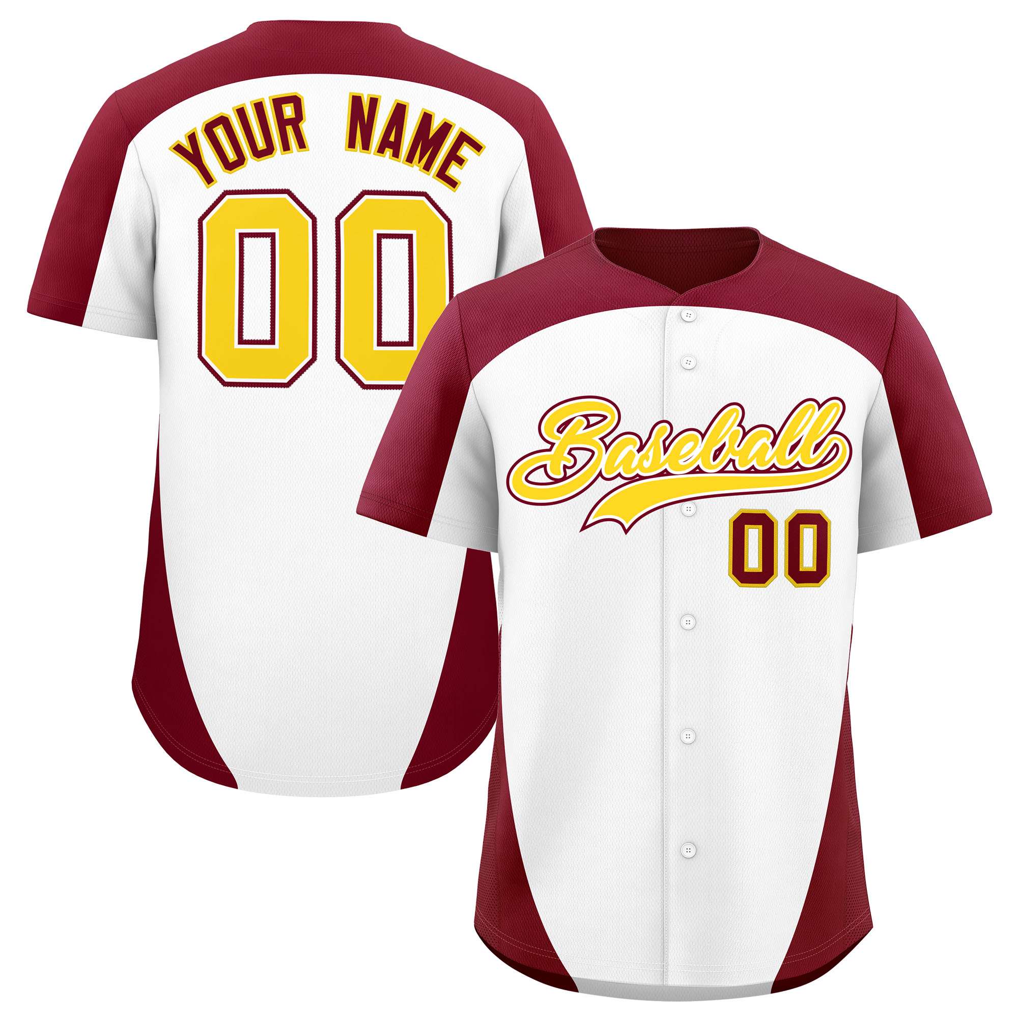 Custom White Crimson Personalized Edge Color Block Authentic Baseball Jersey
