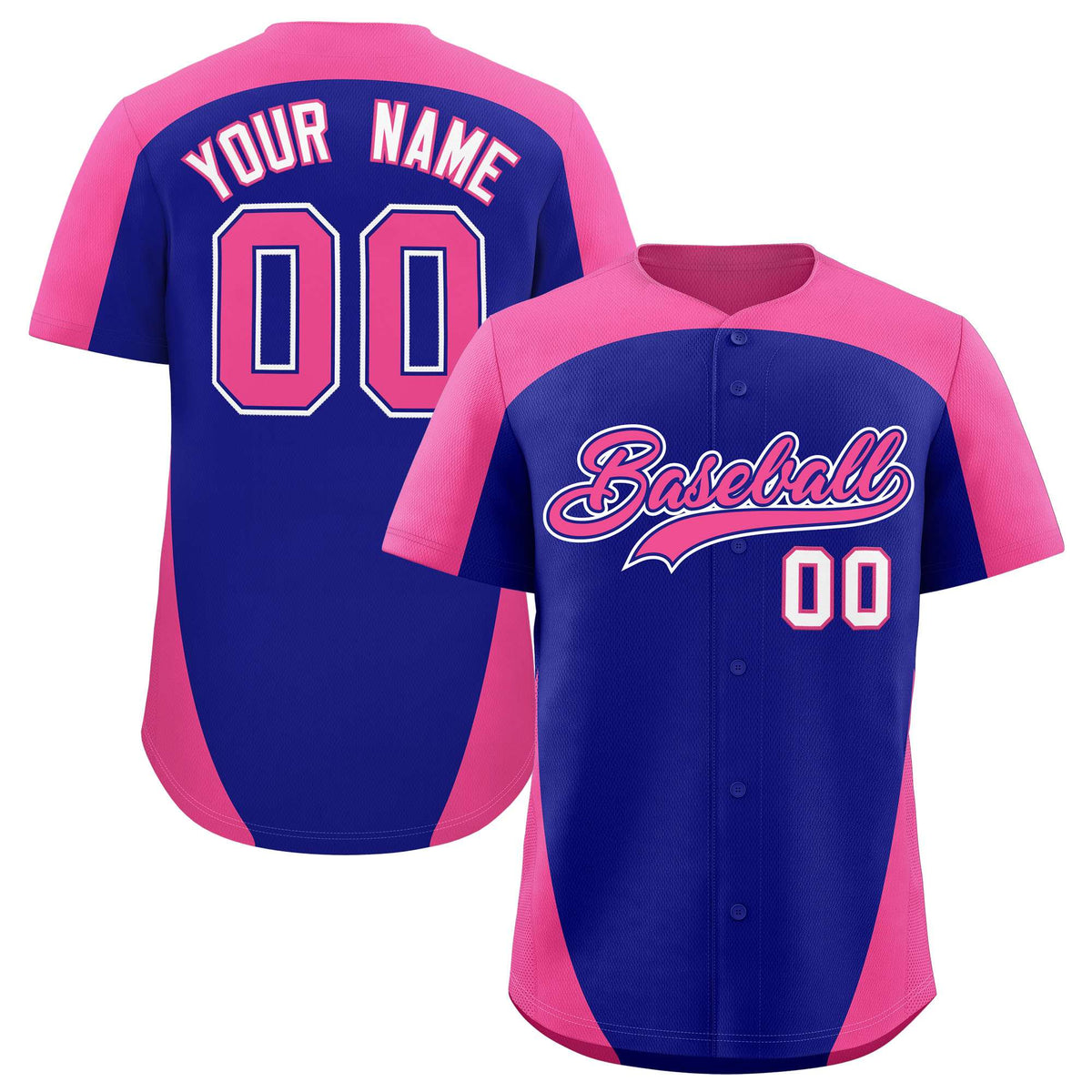 Custom Royal Pink Personalized Edge Color Block Authentic Baseball Jersey
