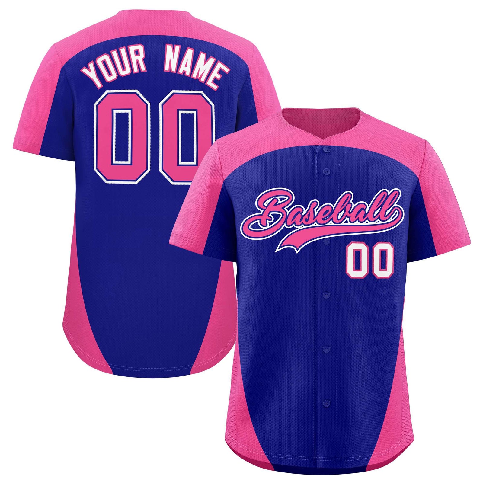 Custom Royal Pink Personalized Edge Color Block Authentic Baseball Jersey