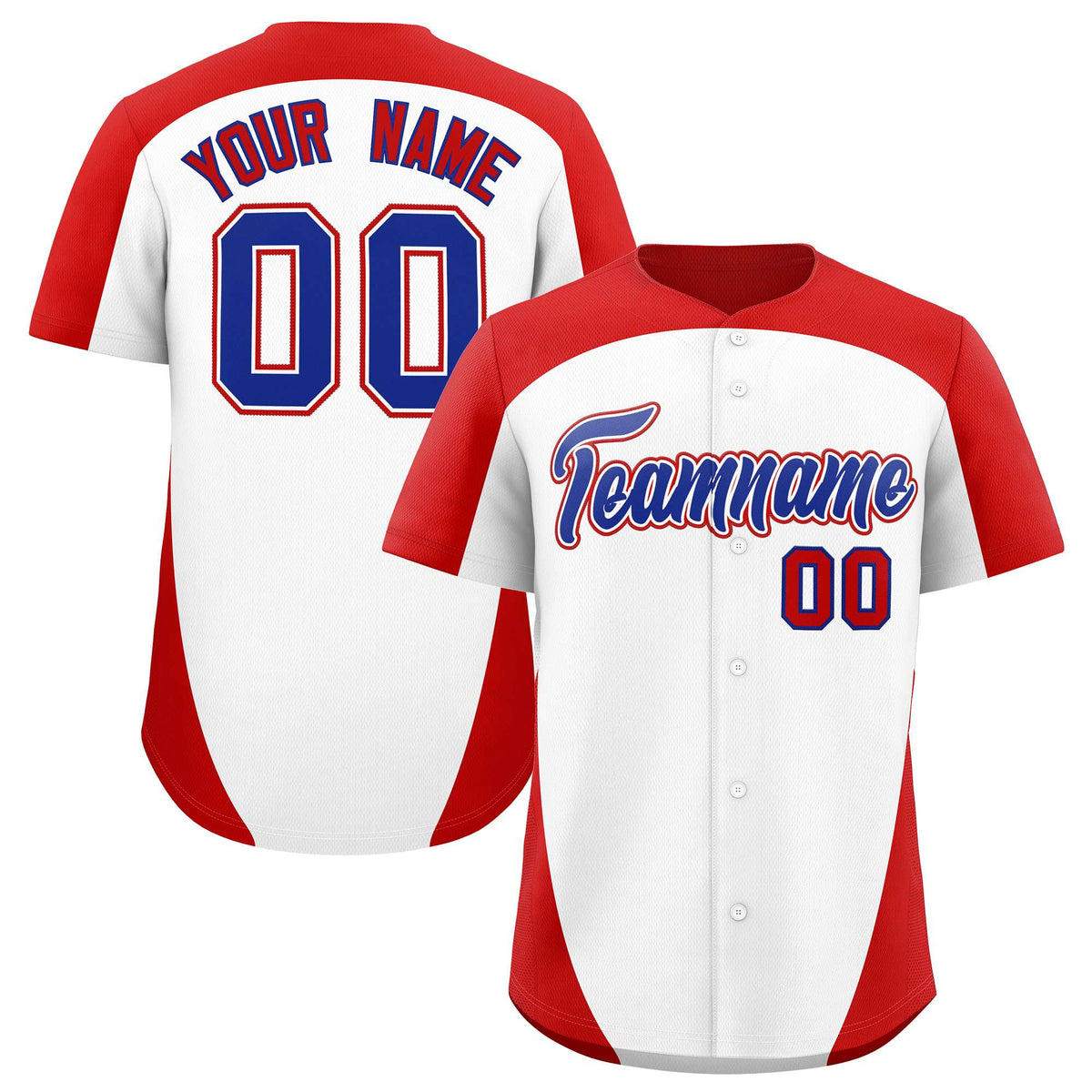 Custom White Red Personalized Edge Color Block Authentic Baseball Jersey