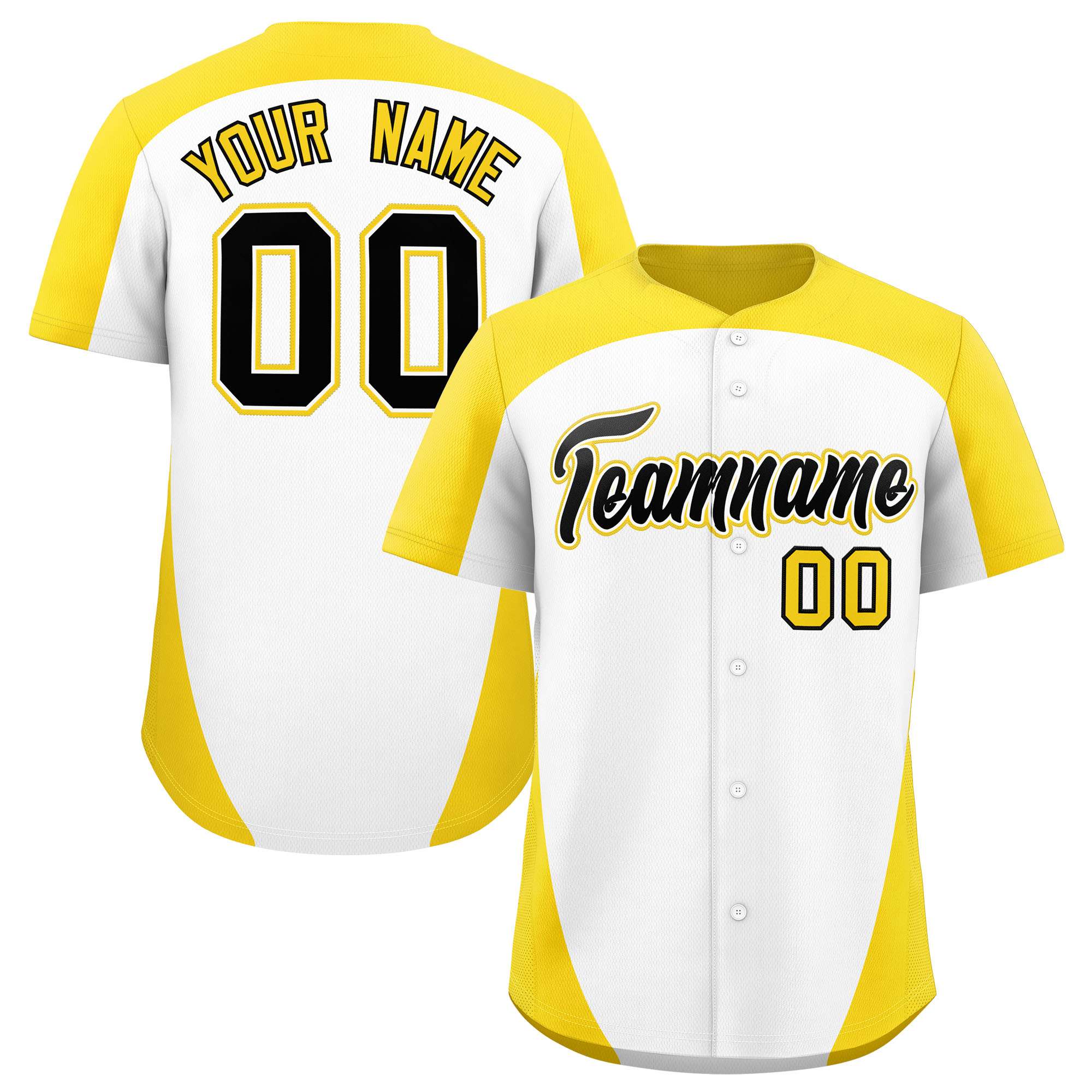 Custom White Gold Personalized Edge Color Block Authentic Baseball Jersey