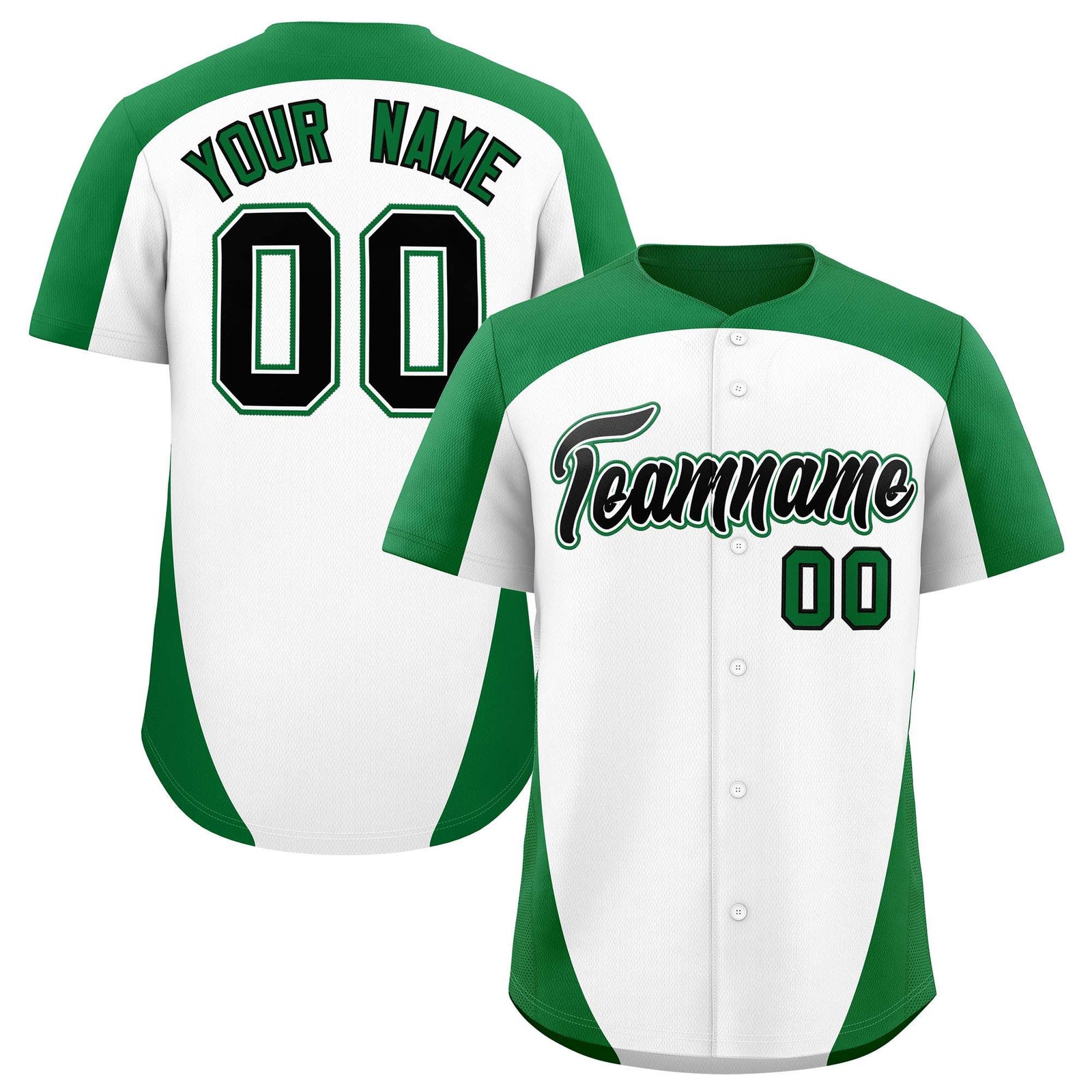 Custom White Kelly Green Personalized Edge Color Block Authentic Baseball Jersey