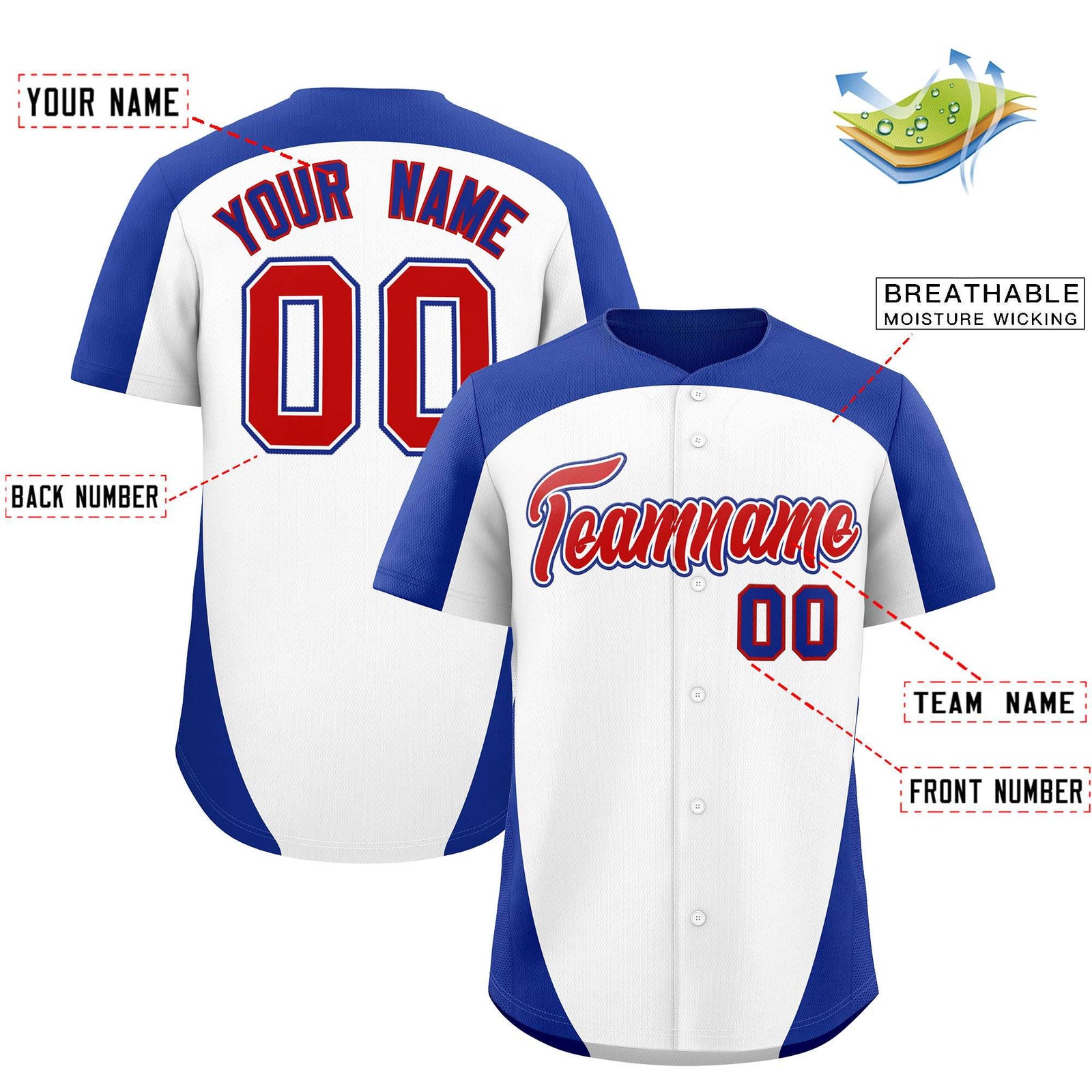 Custom White Royal Personalized Edge Color Block Authentic Baseball Jersey