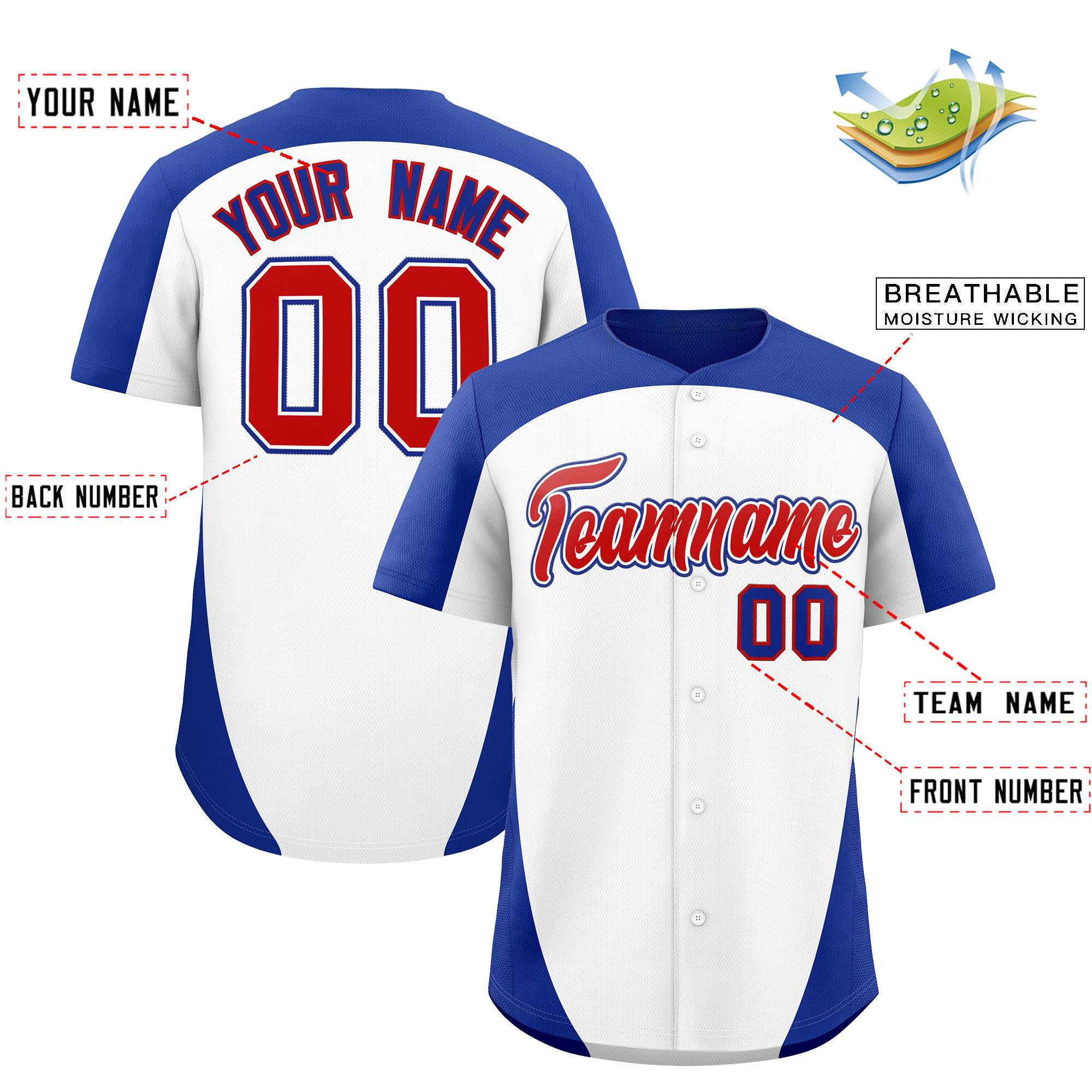 Custom White Royal Personalized Edge Color Block Authentic Baseball Jersey