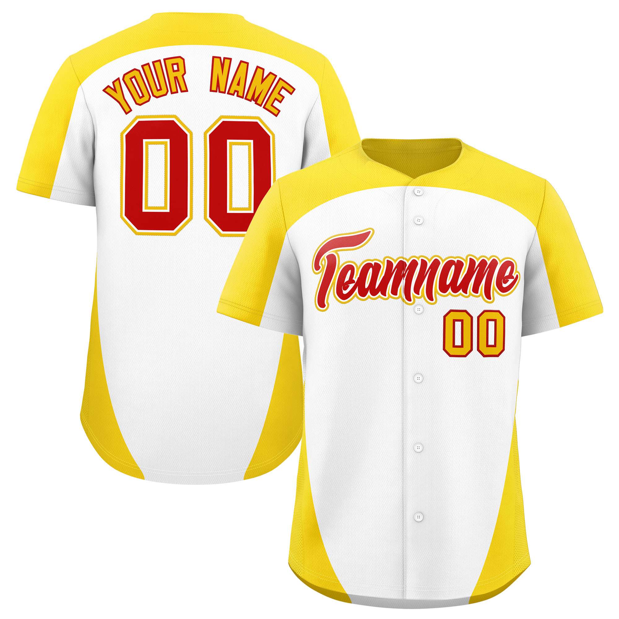 Custom White Gold Personalized Edge Color Block Authentic Baseball Jersey