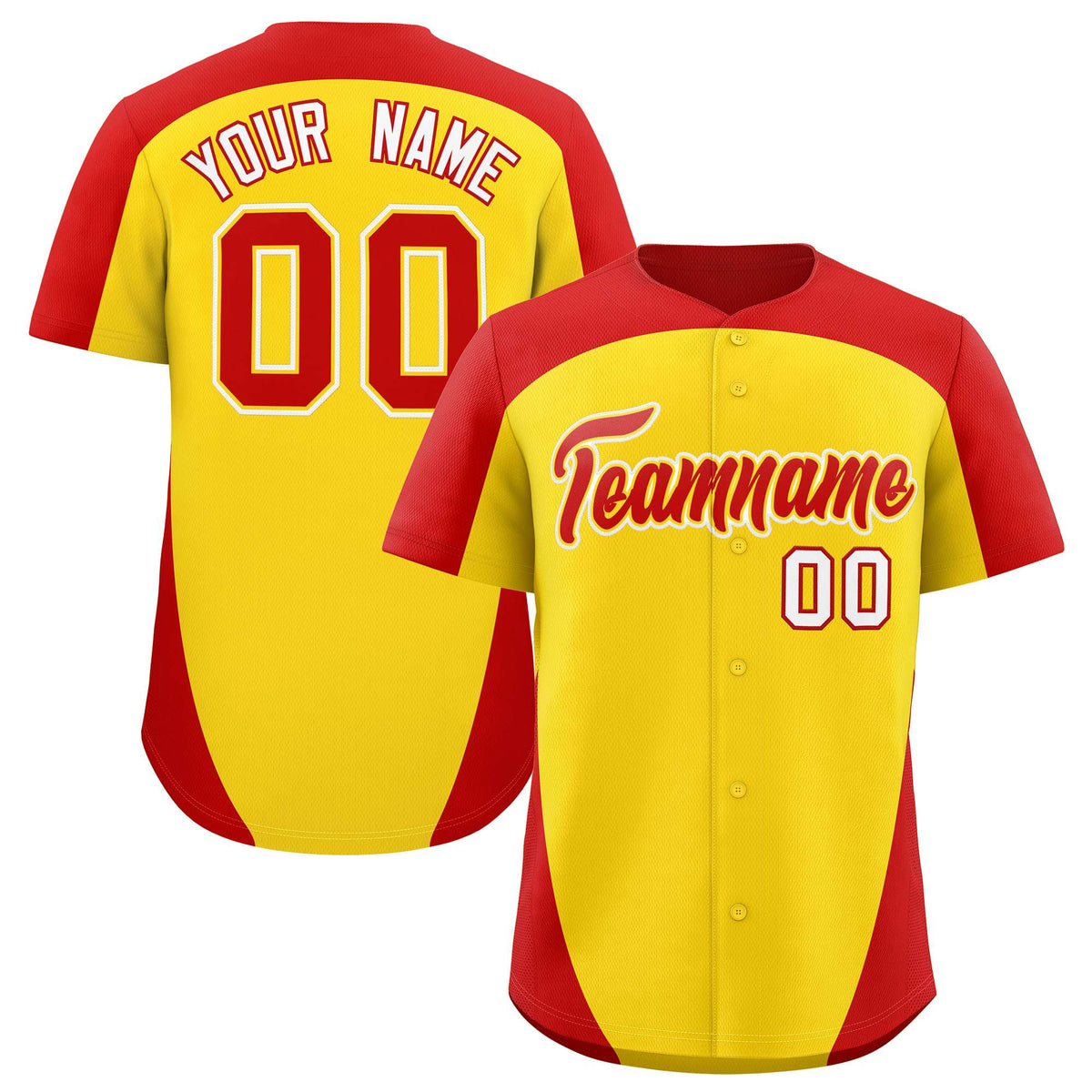 Custom Gold Red Personalized Edge Color Block Authentic Baseball Jersey