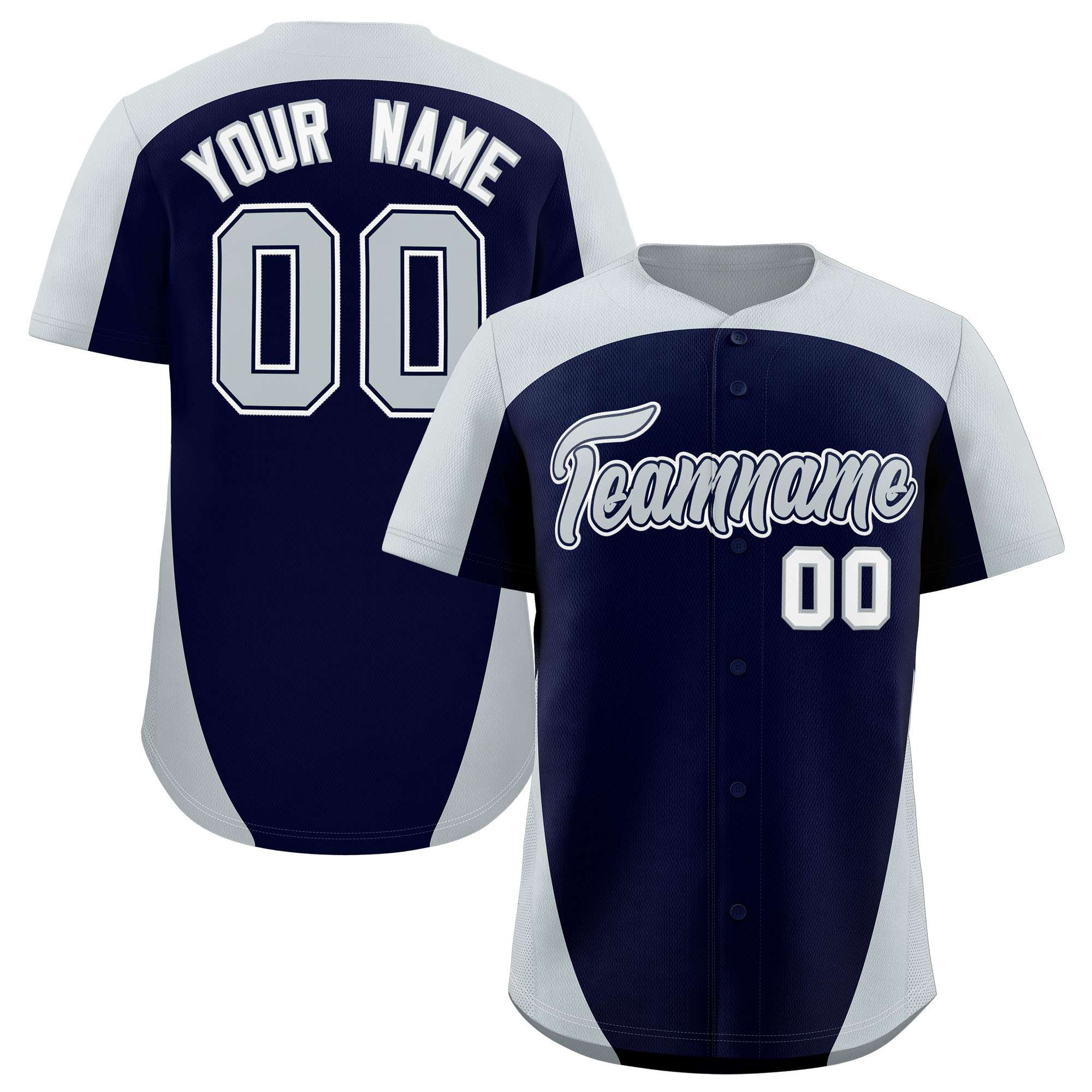 Custom Navy Silver Personalized Edge Color Block Authentic Baseball Jersey