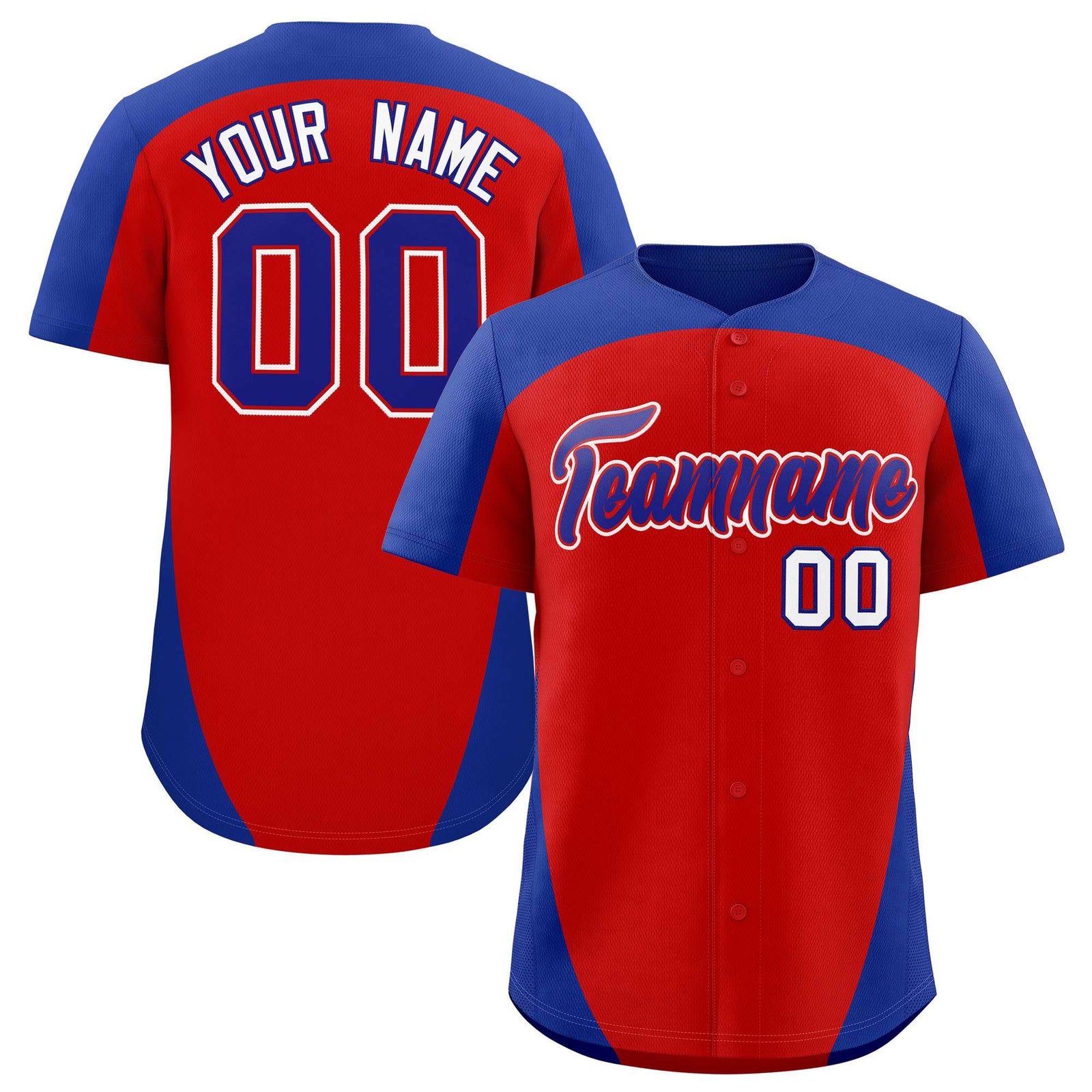 Custom Red Royal Personalized Edge Color Block Authentic Baseball Jersey