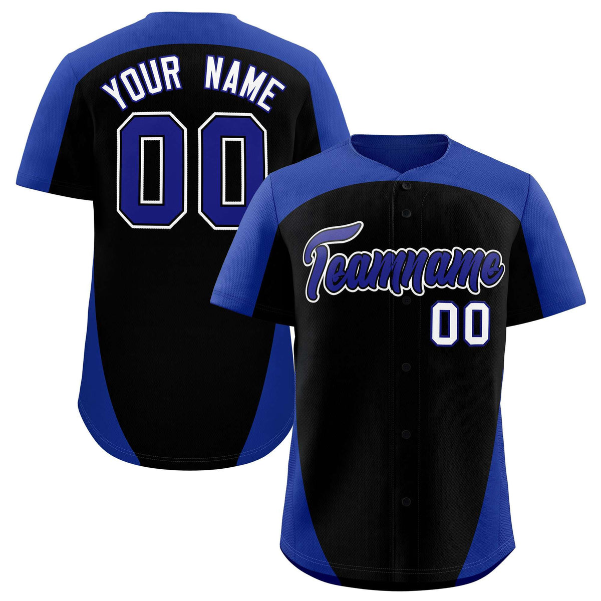 Custom Black Royal Personalized Edge Color Block Authentic Baseball Jersey