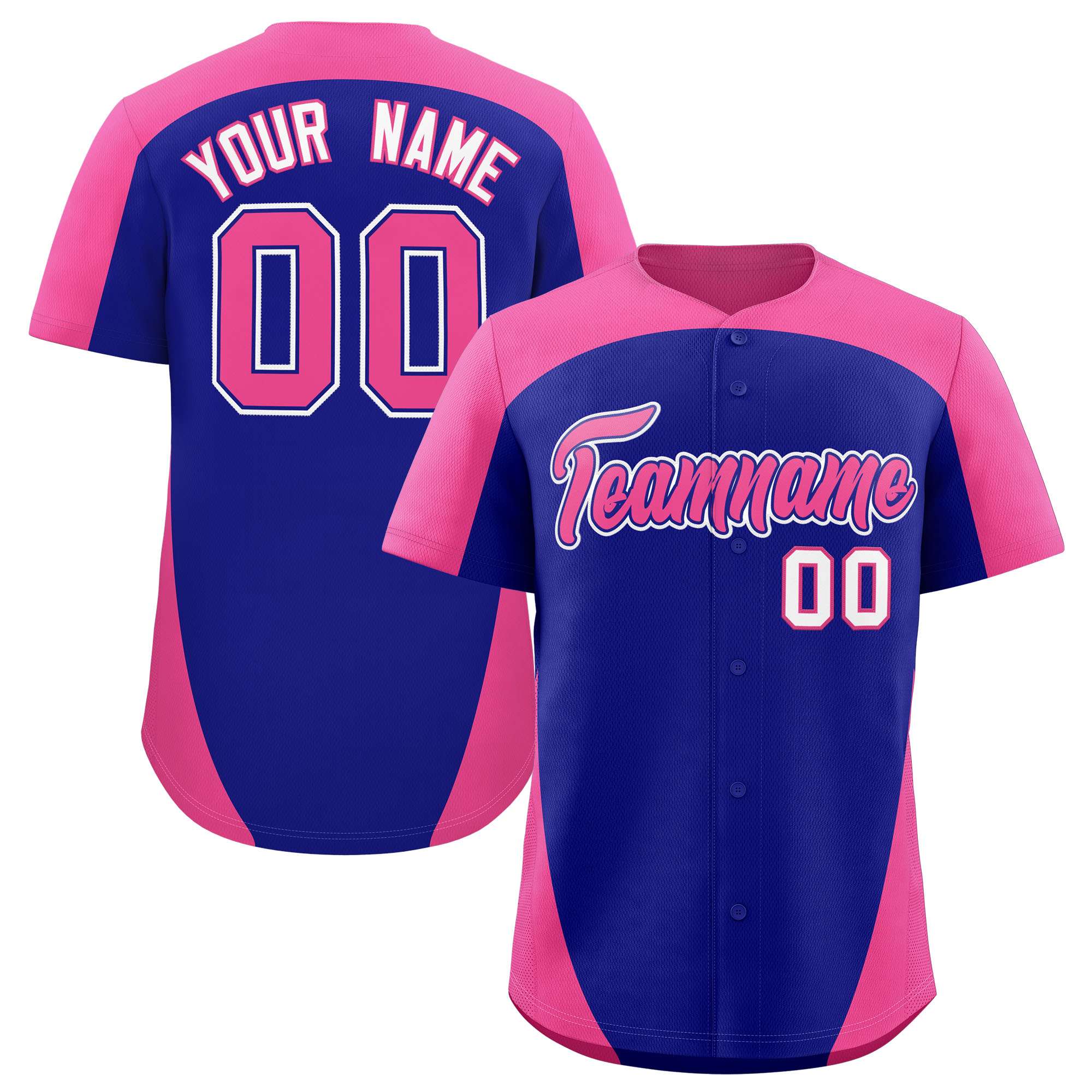Custom Royal Pink Personalized Edge Color Block Authentic Baseball Jersey