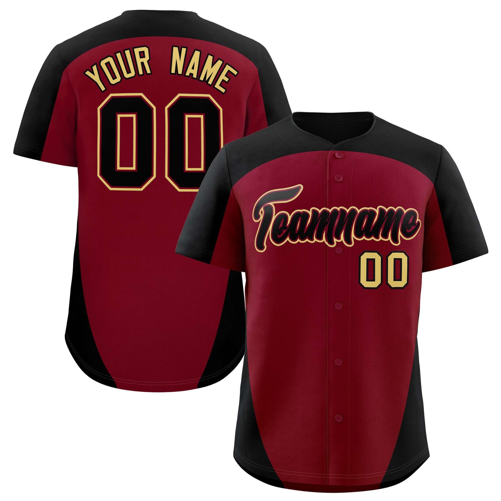 Custom Crimson Black Personalized Edge Color Block Authentic Baseball Jersey