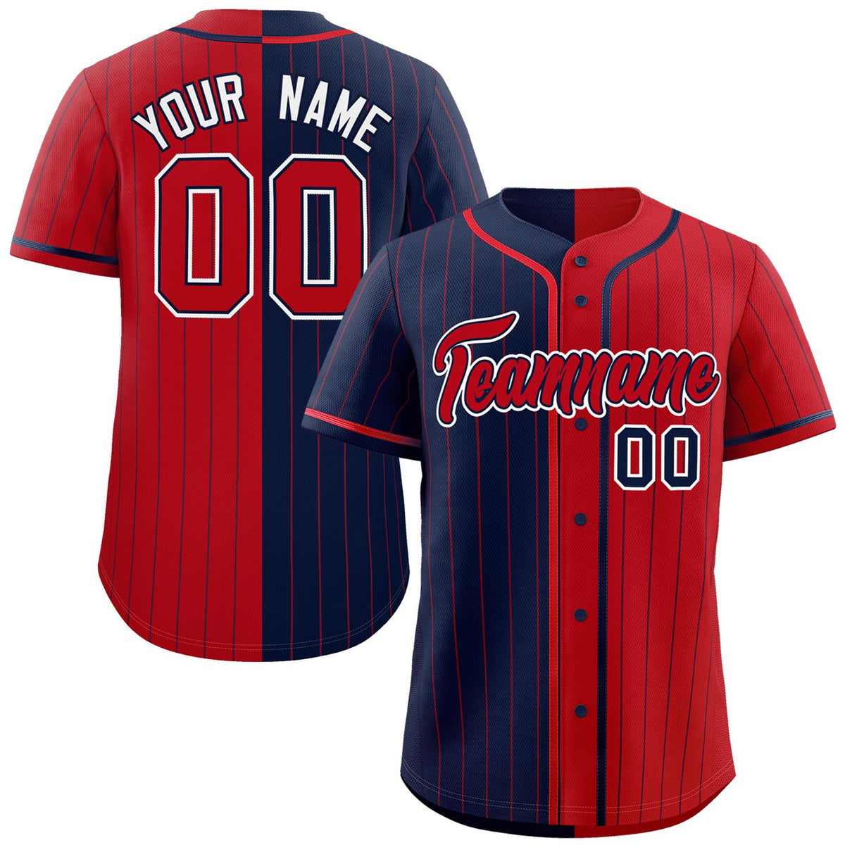 Custom Navy Red Two Tone Striped Fashion Authentic Baseball Jersey