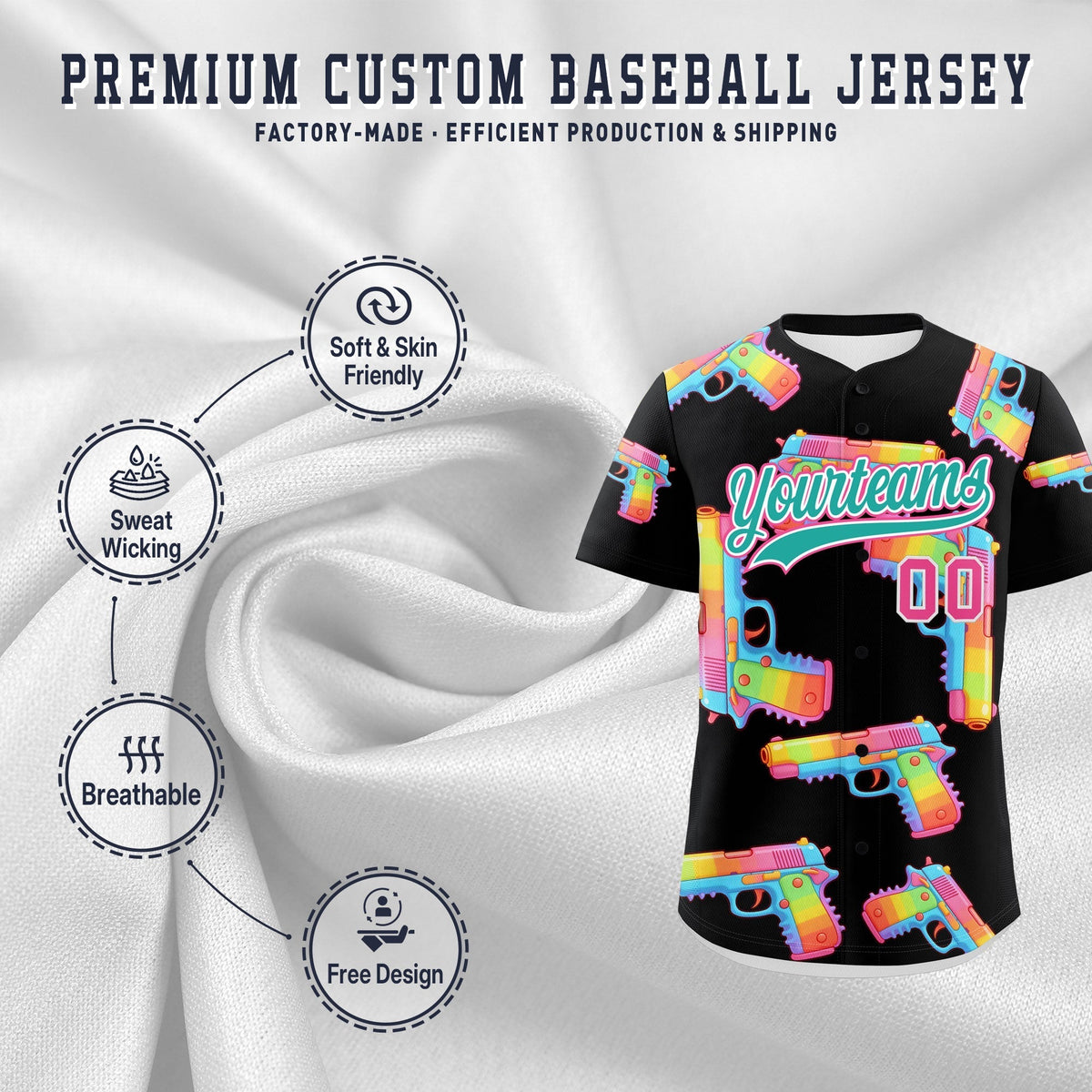 Custom Youth Baseball Jersey Black Aqua Sugar-Coated Firepower Graffiti Pattern Urban Fashion