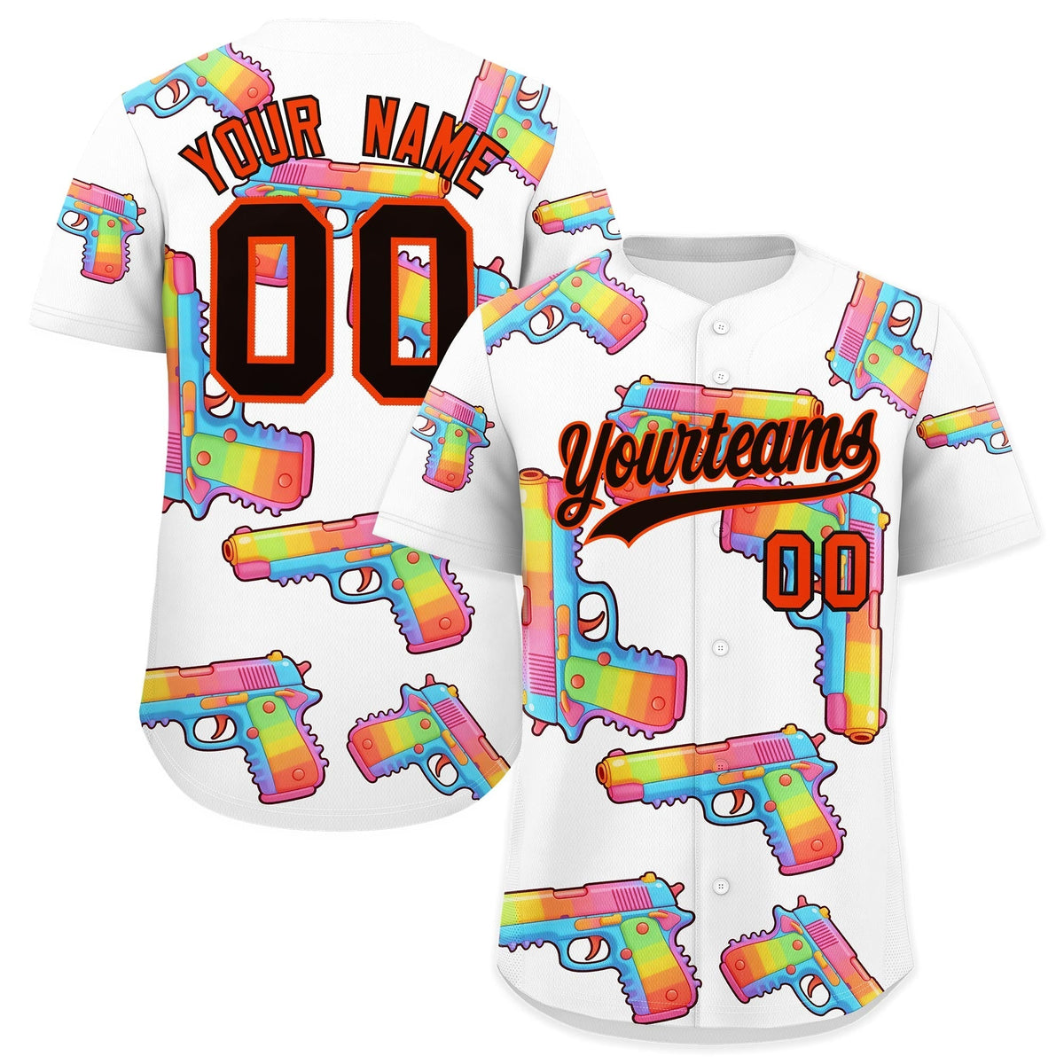 Custom Youth Baseball Jersey White Black Sugar-Coated Firepower Graffiti Pattern Urban Fashion