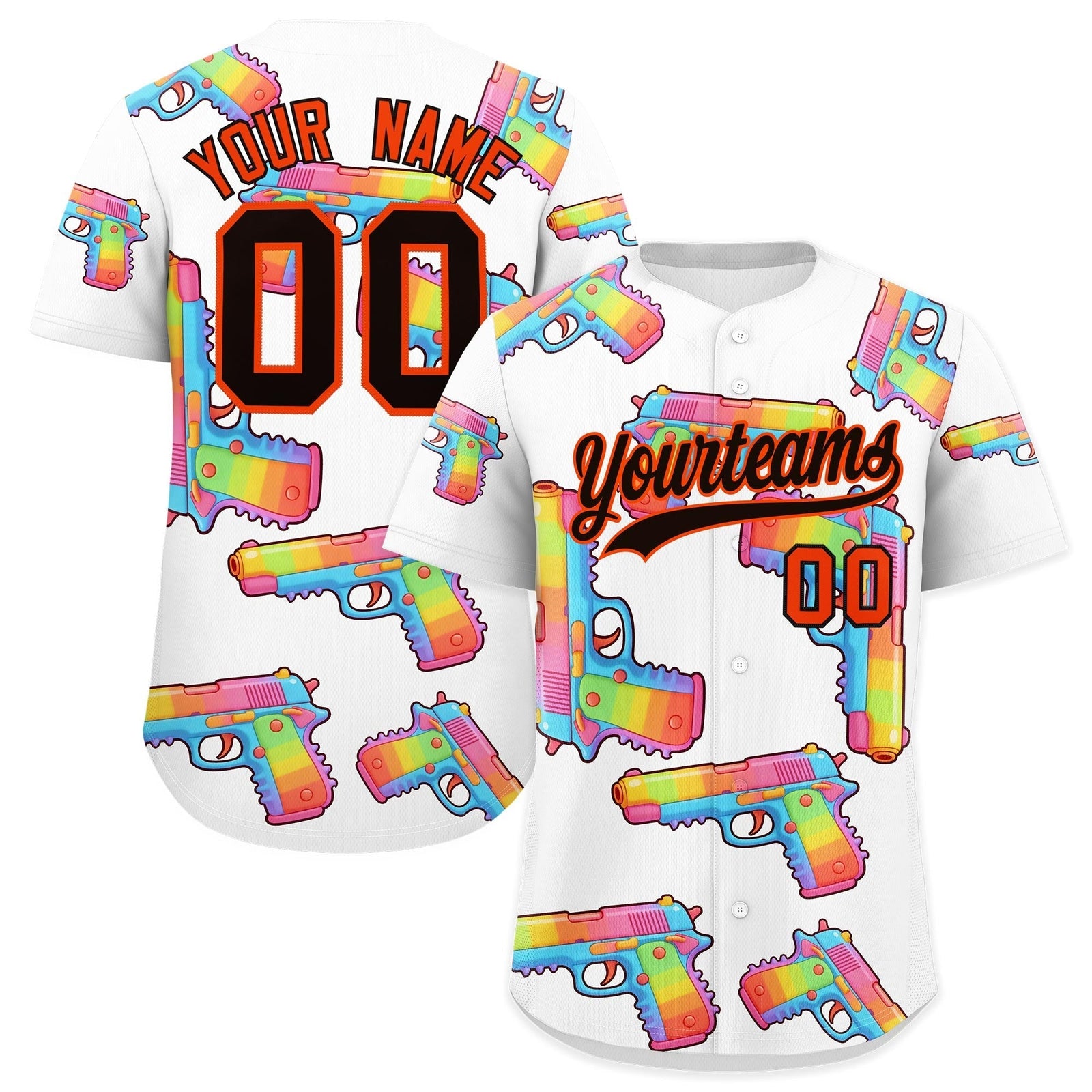 Custom Youth Baseball Jersey White Black Sugar-Coated Firepower Graffiti Pattern Urban Fashion