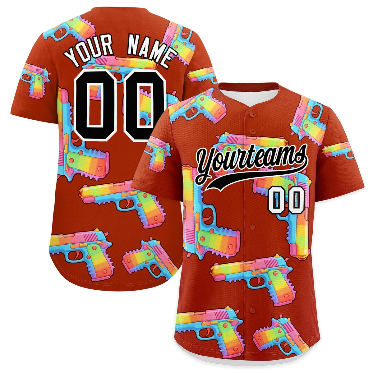 Custom Youth Baseball Jersey Dark Orange Black Sugar-Coated Firepower Graffiti Pattern Hip-hop